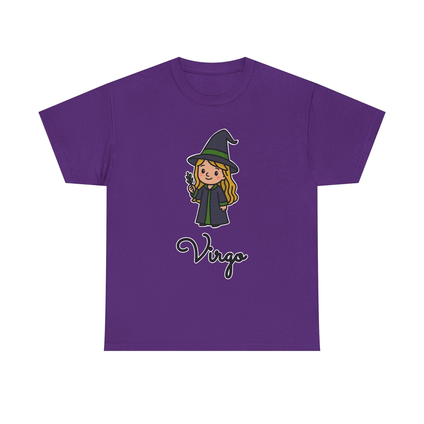Virgo Astrology T-Shirt – Cute Cartoon Young Girl in Witch Hat Zodiac Graphic Tee