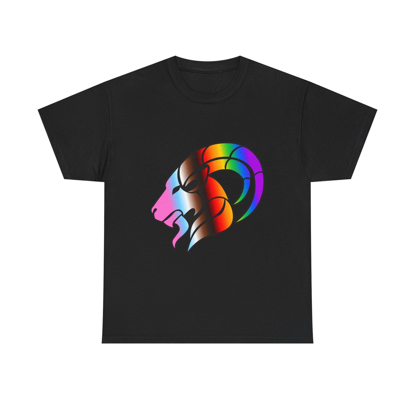 Capricorn Zodiac Heavy Cotton Tee | Unisex Astrology Shirt, Progress Pride Flag Colors, Image Only