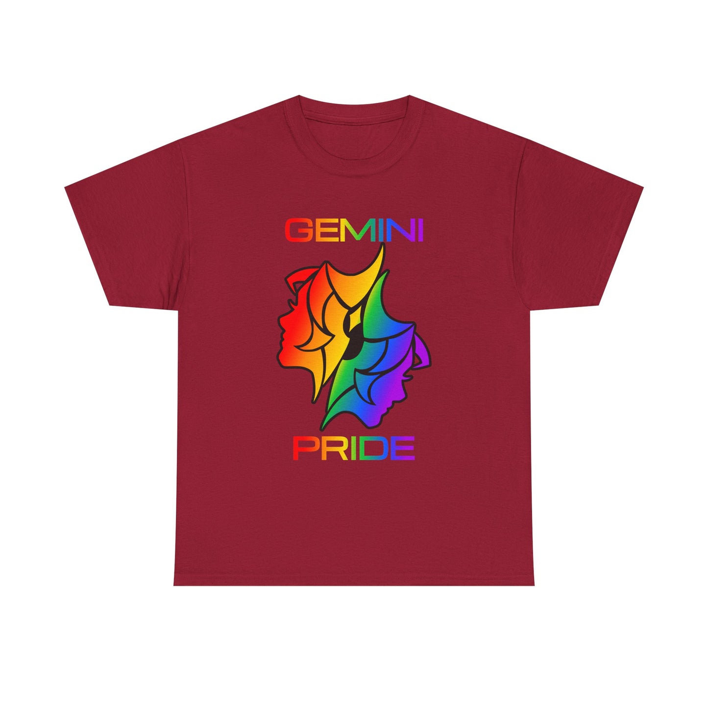 Gemini Zodiac Heavy Cotton Tee | Unisex Astrology Shirt, Classic Rainbow, Image with Text