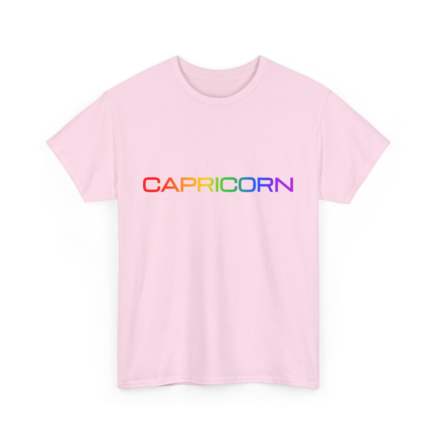 Capricorn Zodiac Heavy Cotton Tee | Unisex Astrology Shirt, Classic Rainbow, Text Only
