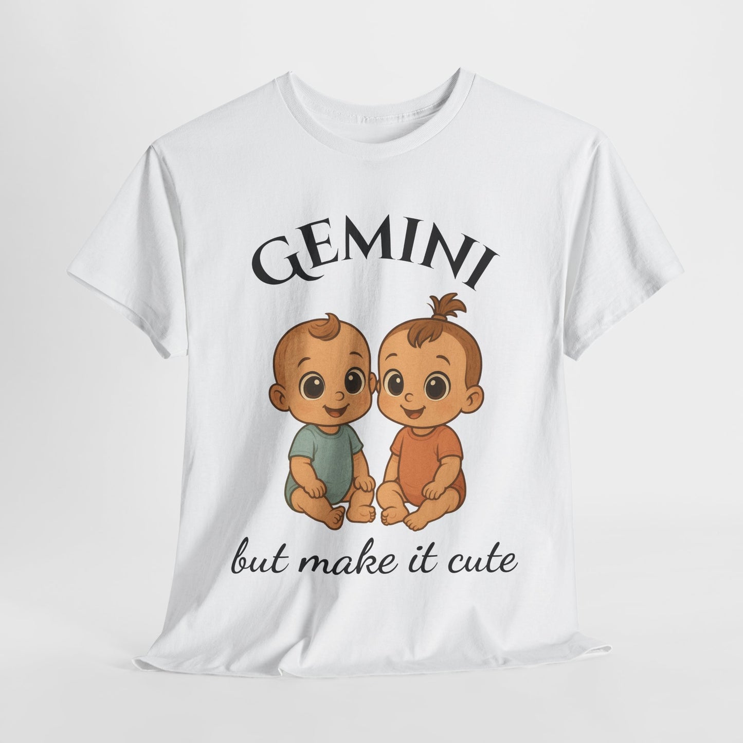 👯 Gemini but Make It Cute – Adorable Gemini Zodiac T-Shirt | Astrology Graphic Tee with Cartoon Twins