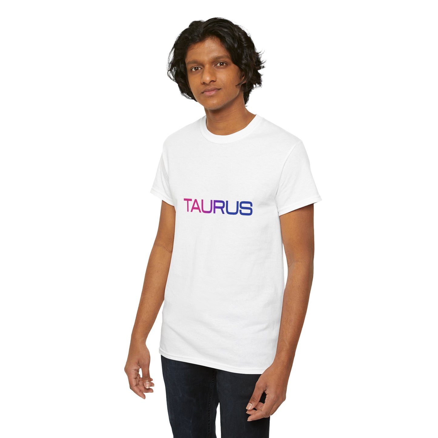 Taurus Zodiac Heavy Cotton Tee | Unisex Astrology Shirt, Bisexual Flag Colors, Text Only