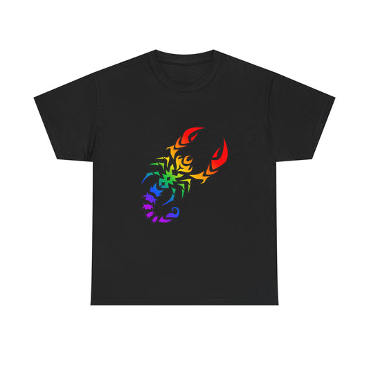 Scorpio Zodiac Heavy Cotton Tee | Unisex Astrology Shirt, Classic Rainbow, Image Only