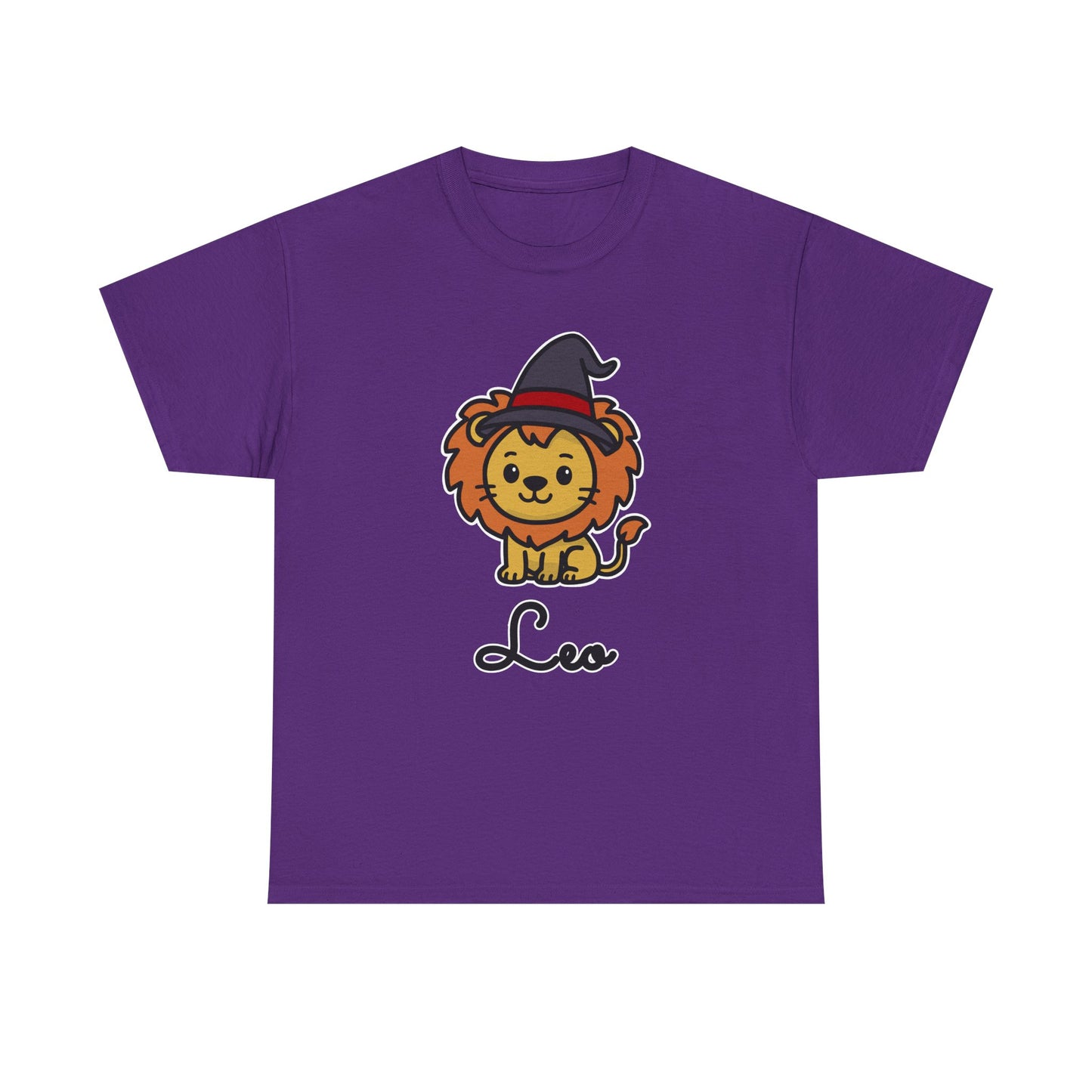 Leo Astrology T-Shirt – Cute Cartoon Lion in Witch Hat Zodiac Graphic Tee