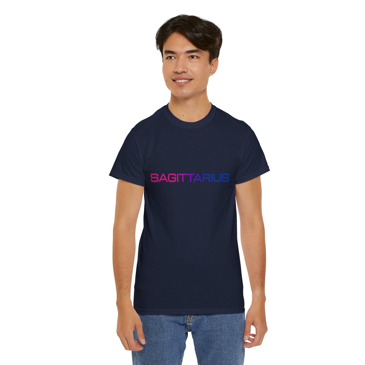 Sagittarius Zodiac Heavy Cotton Tee | Unisex Astrology Shirt, Bisexual Flag Colors, Text Only