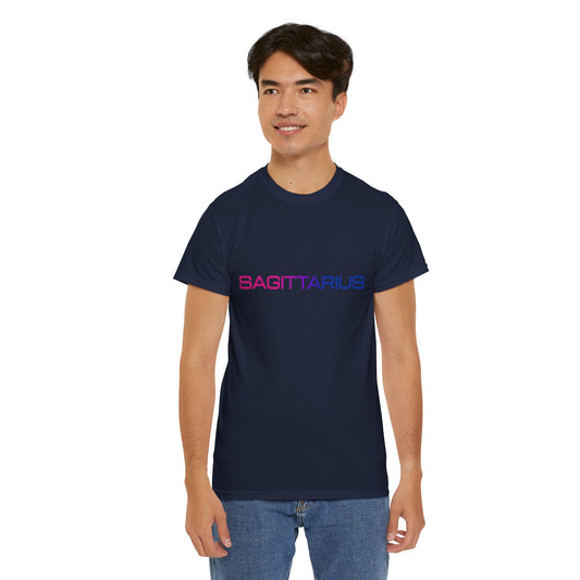 Sagittarius Zodiac Heavy Cotton Tee | Unisex Astrology Shirt, Bisexual Flag Colors, Text Only