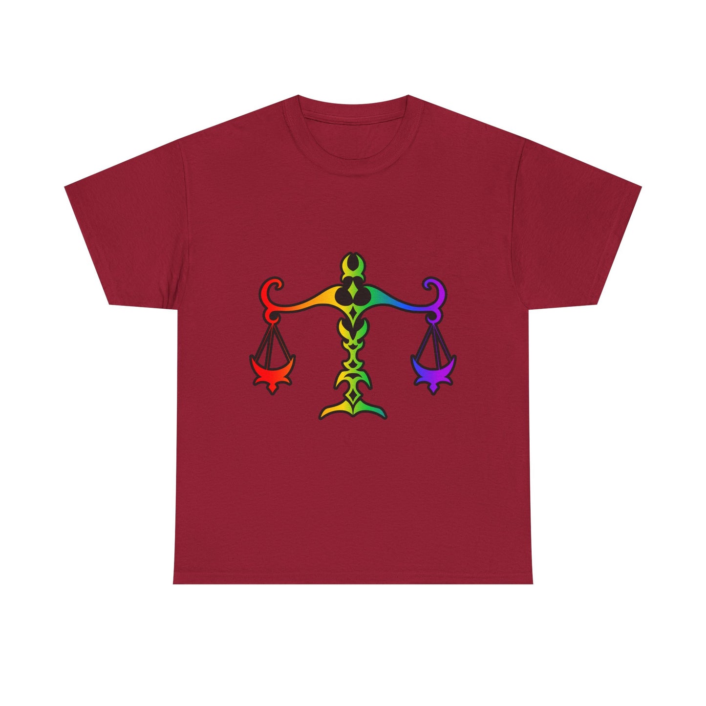 Libra Zodiac Heavy Cotton Tee | Unisex Astrology Shirt, Classic Rainbow, Image Only