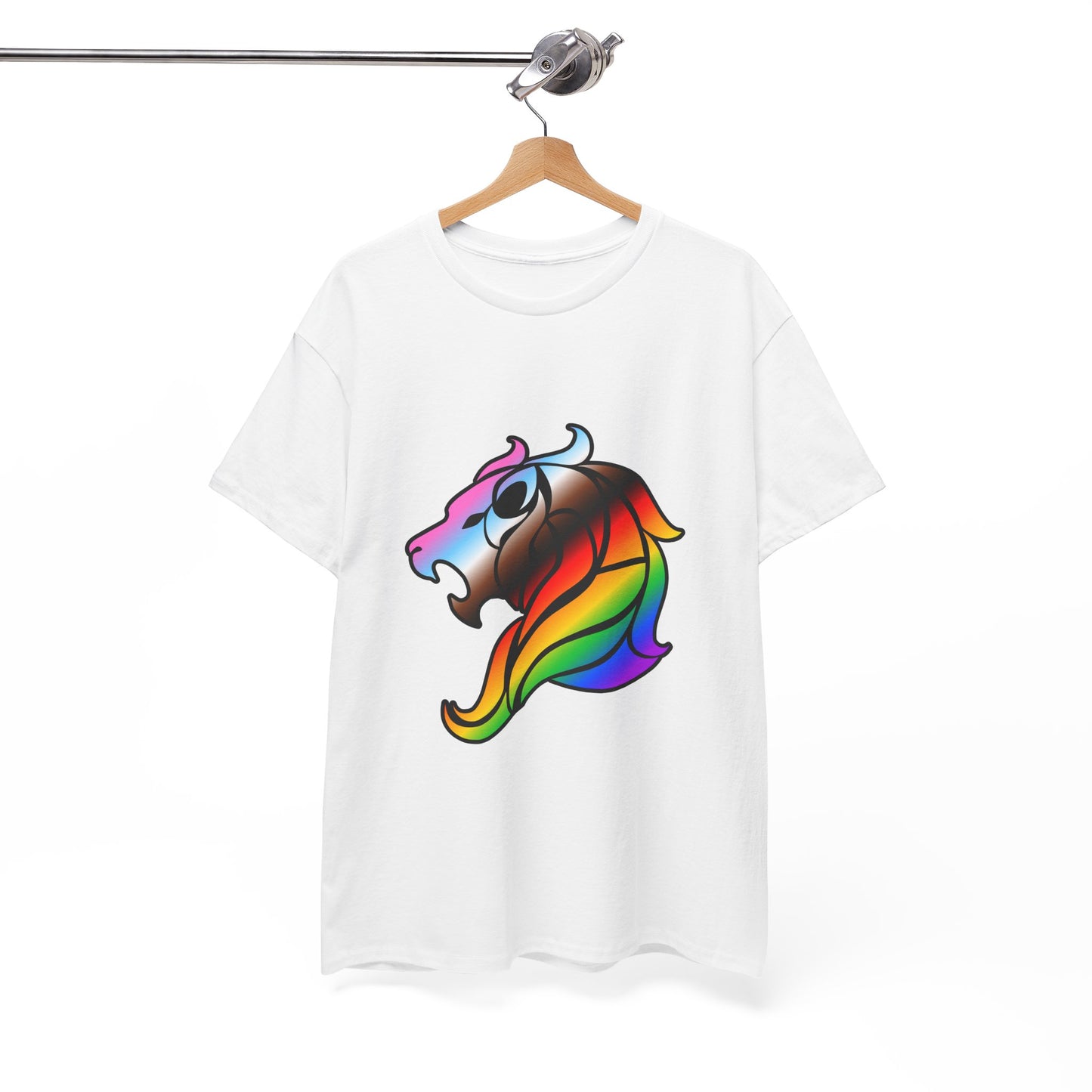 Leo Zodiac Heavy Cotton Tee | Unisex Astrology Shirt, Progress Pride Flag Colors, Image Only