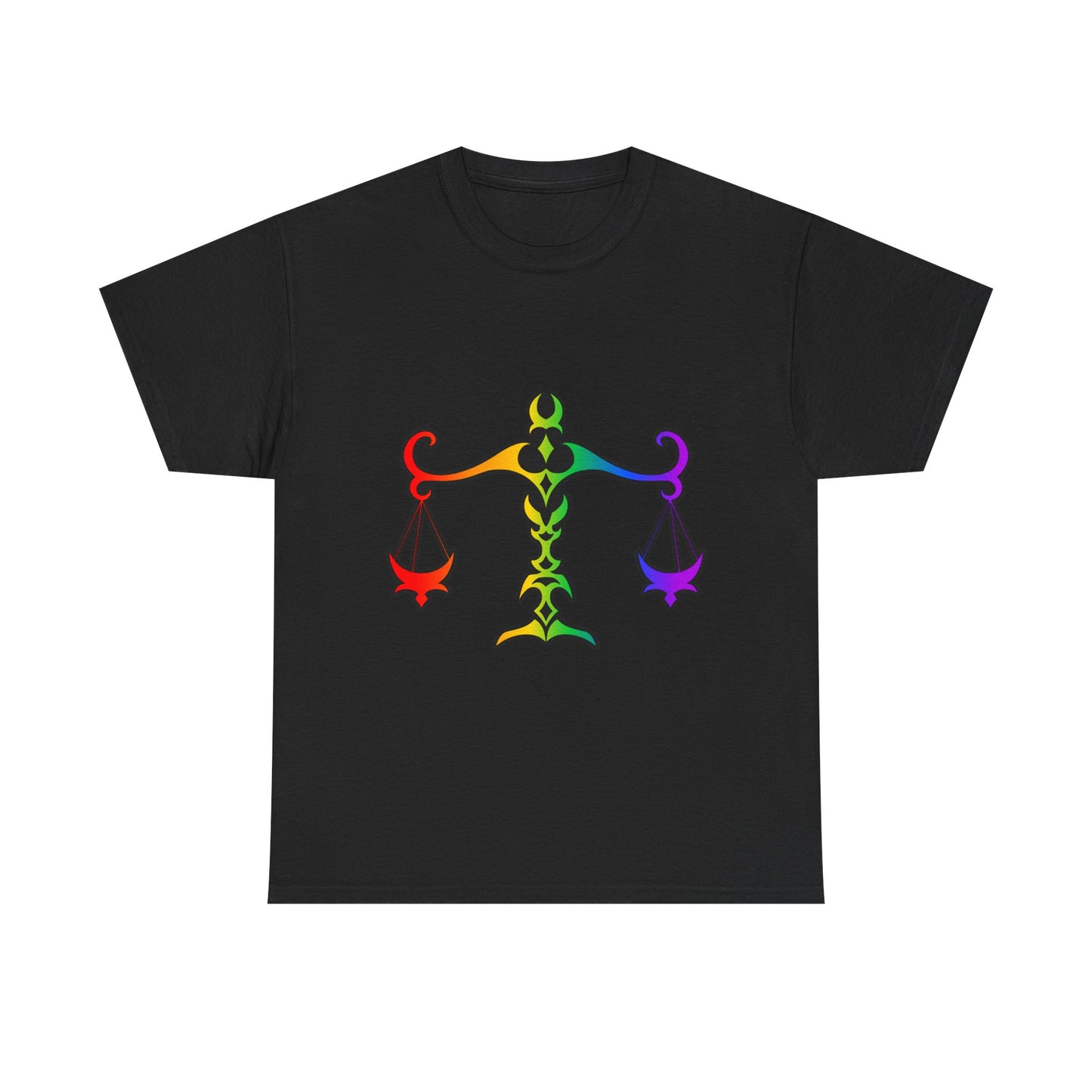 Libra Zodiac Heavy Cotton Tee | Unisex Astrology Shirt, Classic Rainbow, Image Only