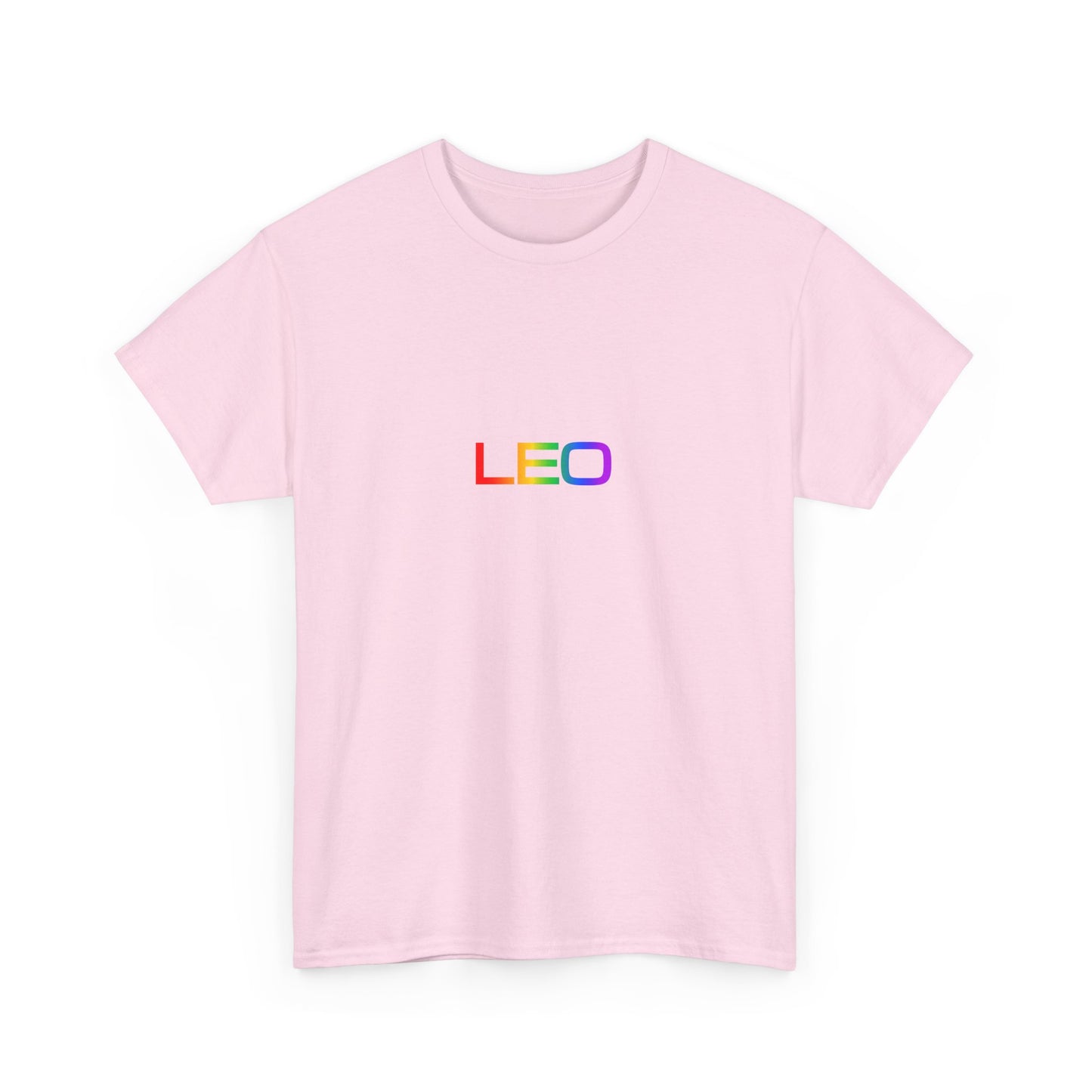 Leo Zodiac Heavy Cotton Tee | Unisex Astrology Shirt, Classic Rainbow, Text Only