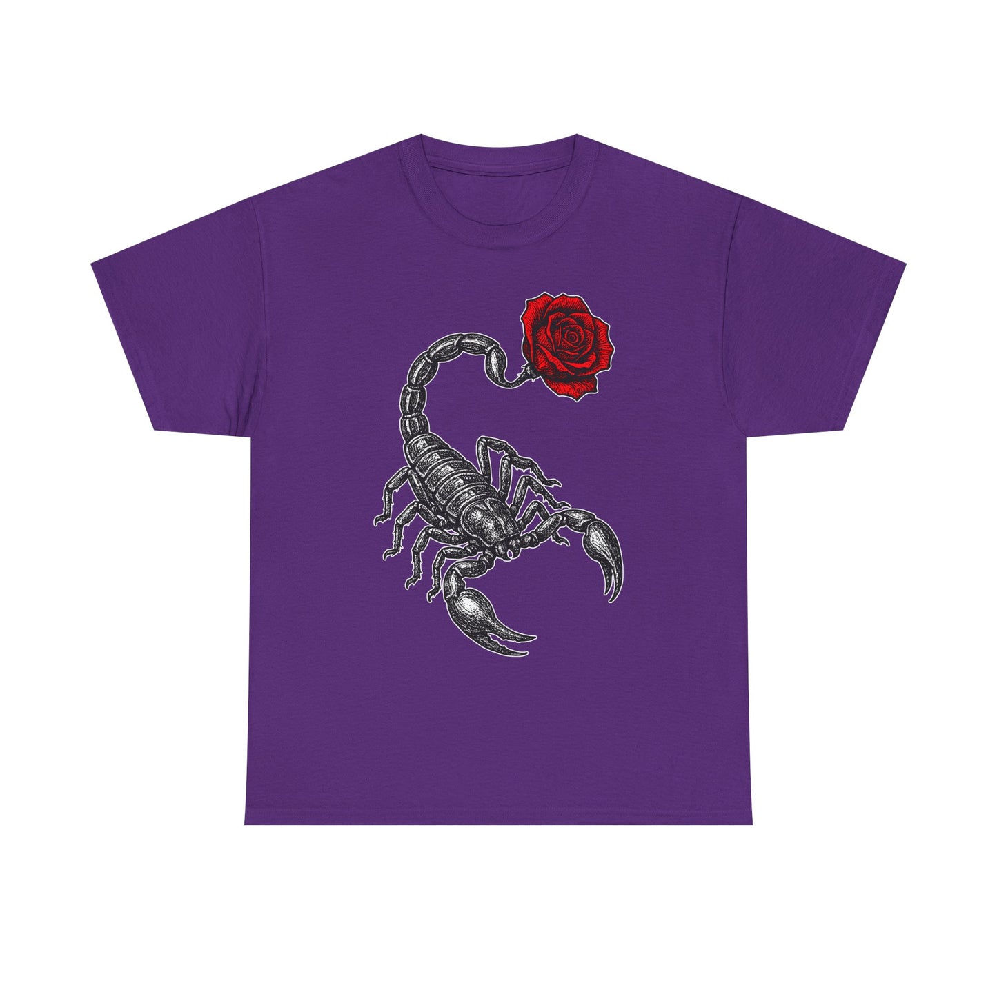 Scorpio Zodiac Heavy Cotton Tee | Unisex Astrology Shirt, Gothic Rose Image