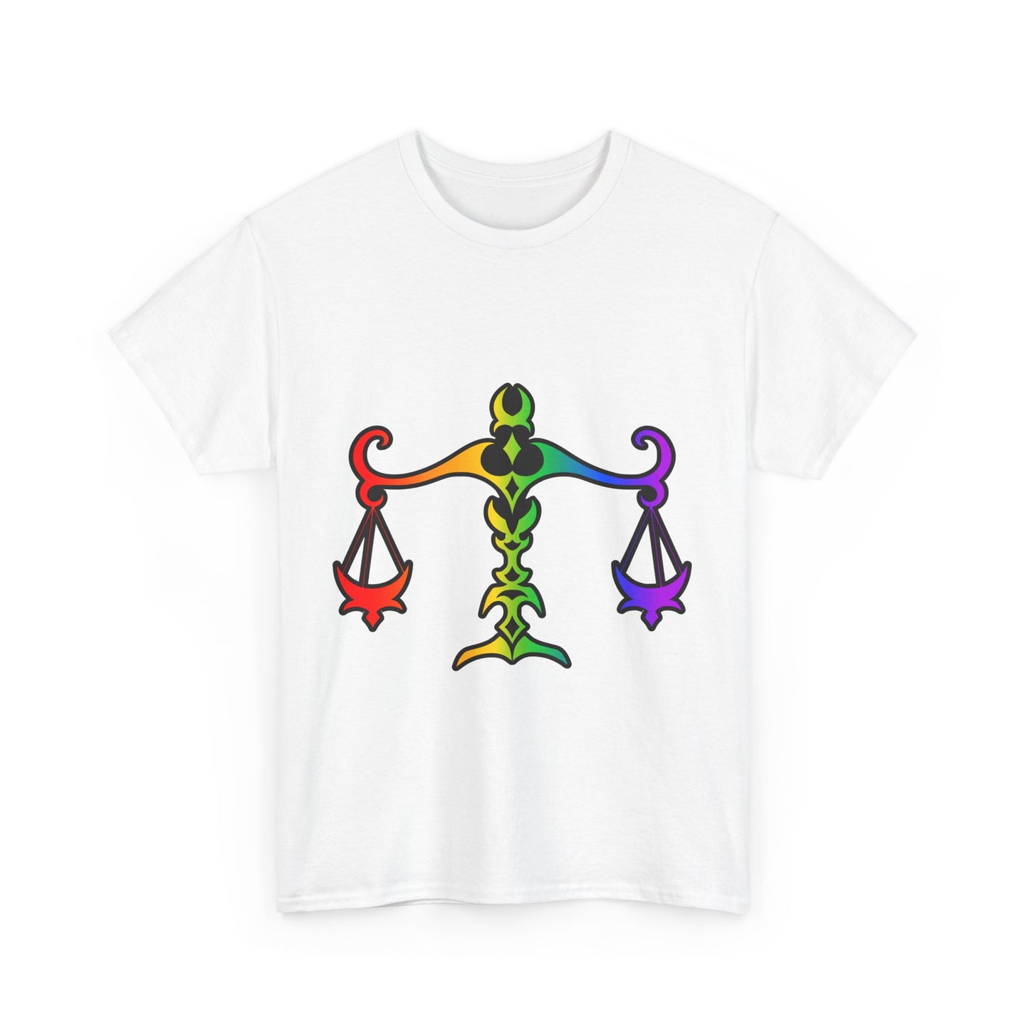 Libra Zodiac Heavy Cotton Tee | Unisex Astrology Shirt, Classic Rainbow, Image Only