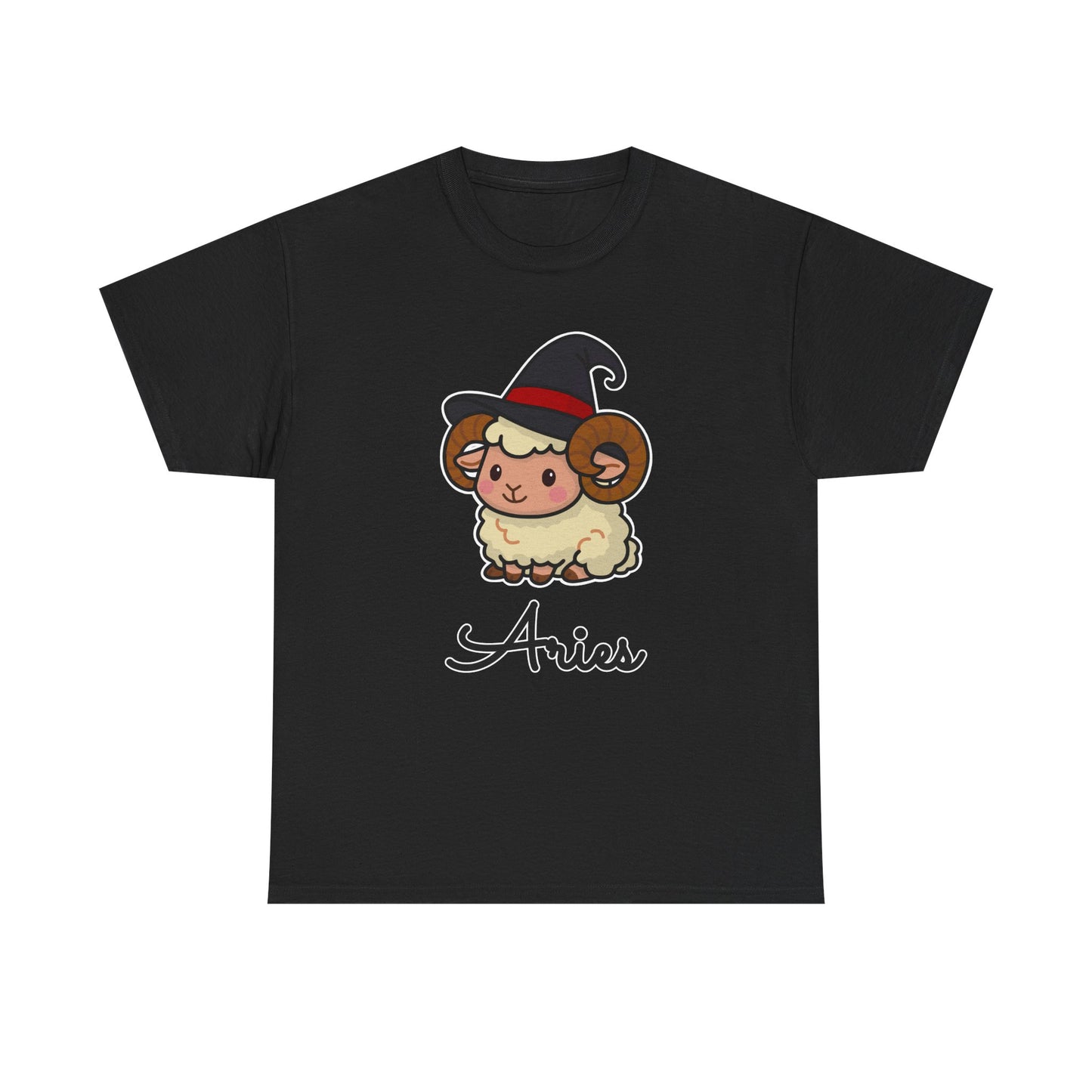 Aries Astrology T-Shirt – Cute Cartoon Ram in Witch Hat Zodiac Graphic Tee