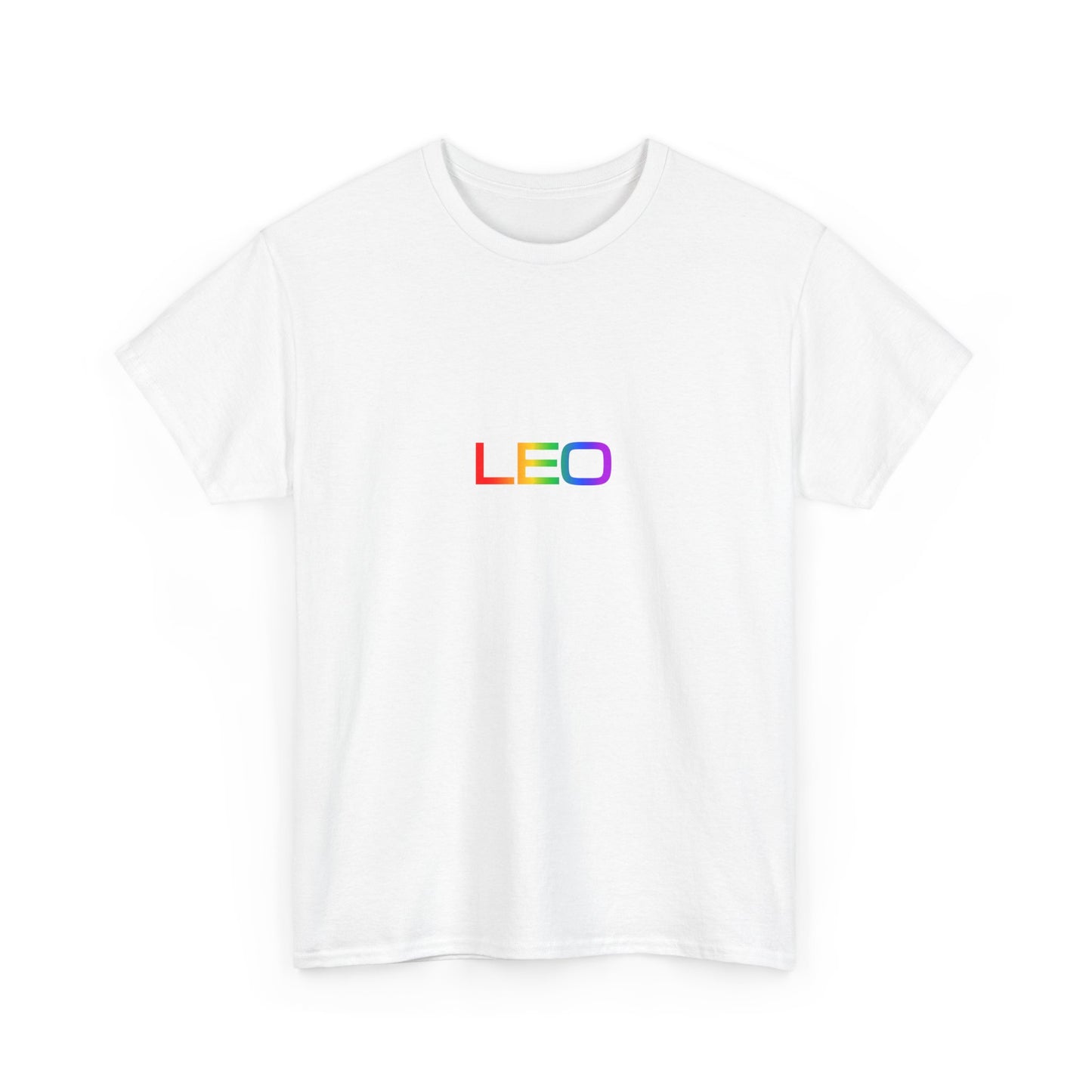 Leo Zodiac Heavy Cotton Tee | Unisex Astrology Shirt, Classic Rainbow, Text Only