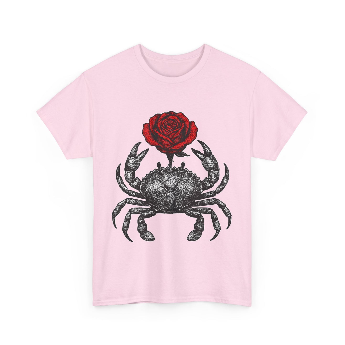 Cancer Zodiac Heavy Cotton Tee | Unisex Astrology Shirt, Gothic Rose Image