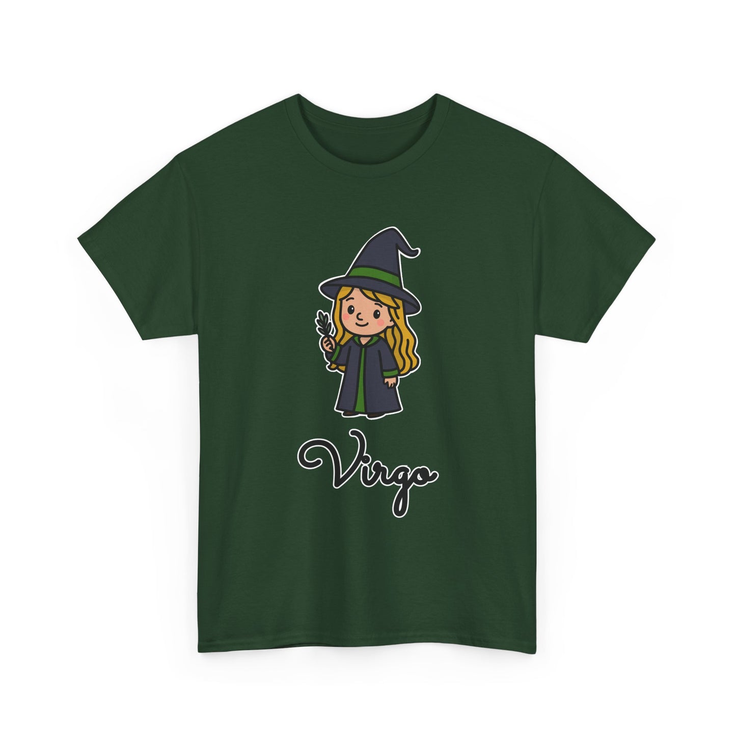 Virgo Astrology T-Shirt – Cute Cartoon Young Girl in Witch Hat Zodiac Graphic Tee