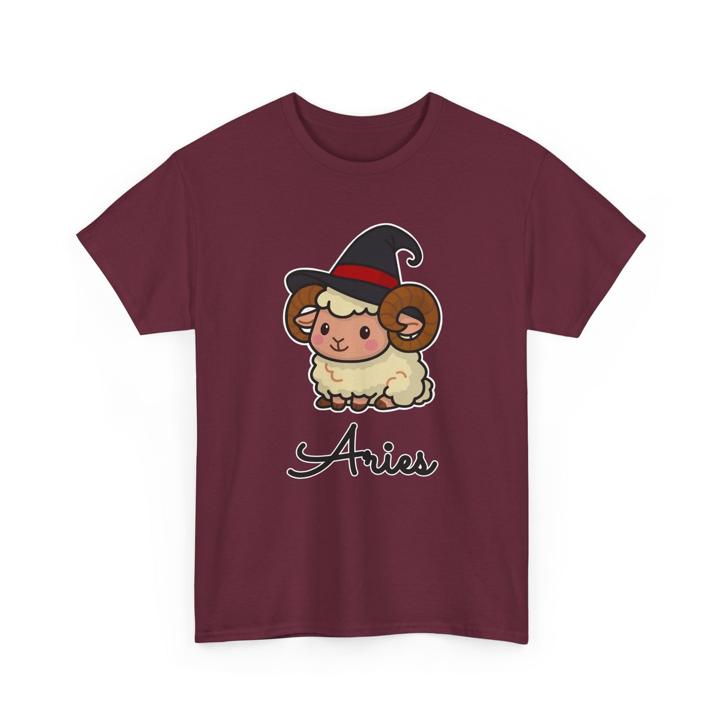 Aries Astrology T-Shirt – Cute Cartoon Ram in Witch Hat Zodiac Graphic Tee