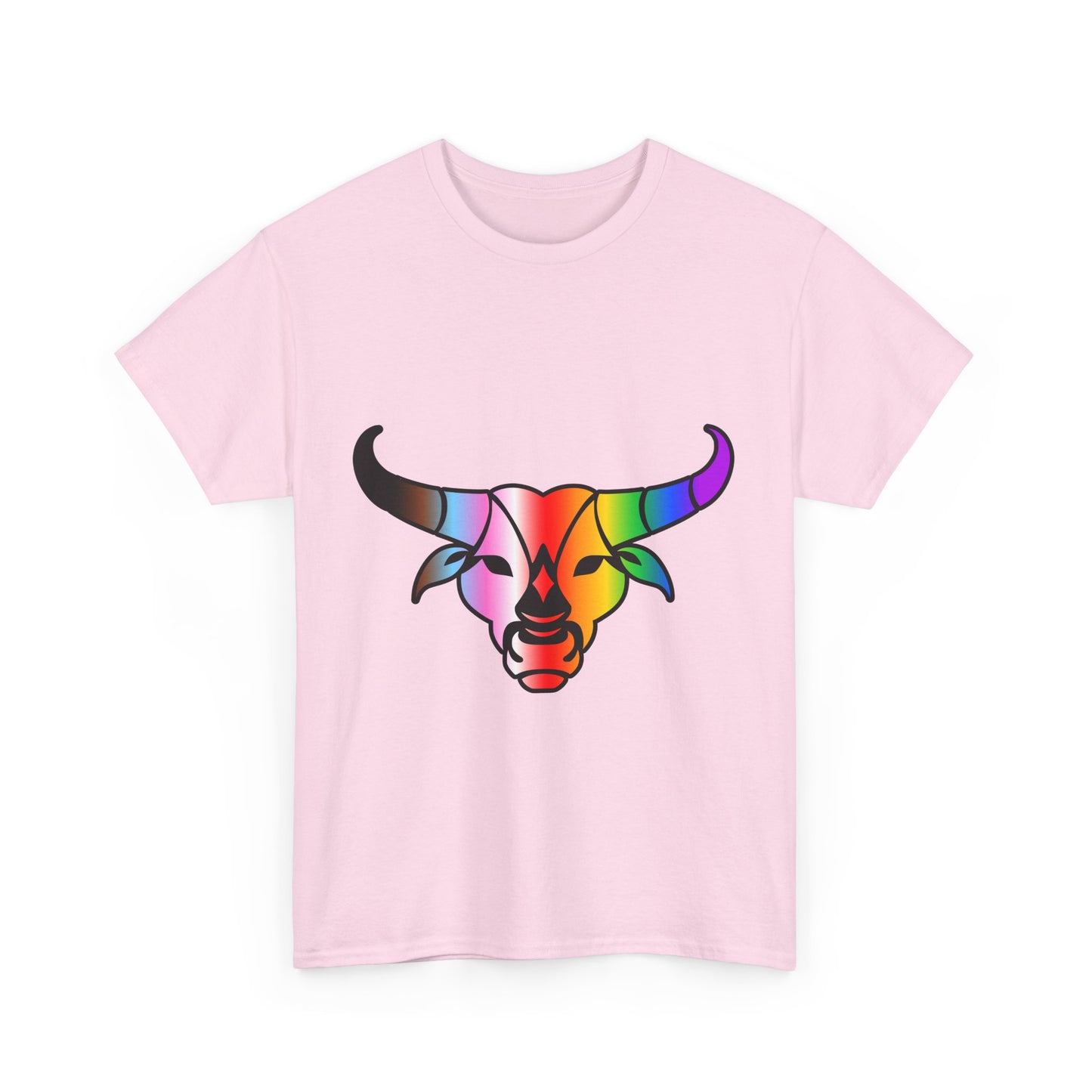 Taurus Zodiac Heavy Cotton Tee | Unisex Astrology Shirt, Progress Pride Flag Colors, Image Only