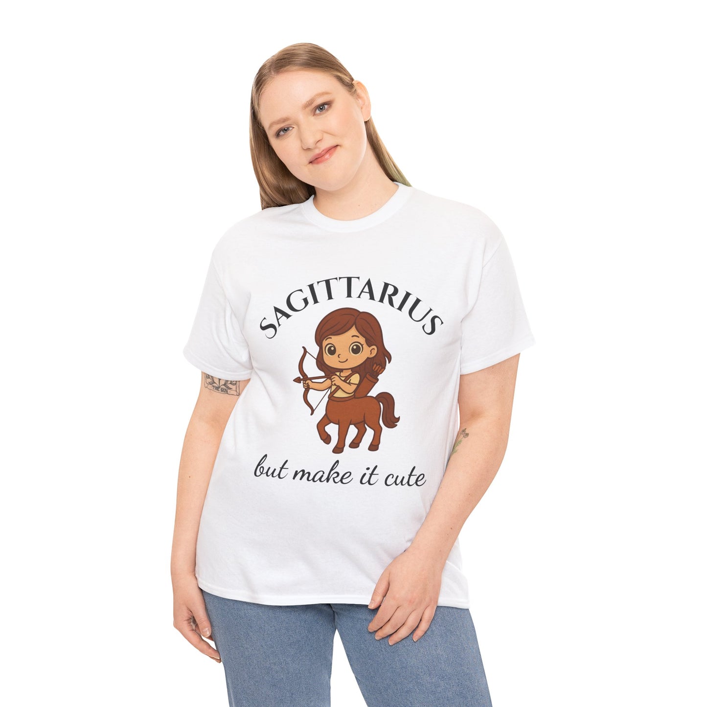 Sagittarius But Make It Cute - Adorable Zodiac T-Shirt | Astrology Graphic Tee with Cartoon Centaur