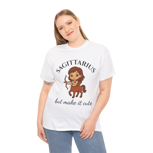 Sagittarius But Make It Cute - Adorable Zodiac T-Shirt | Astrology Graphic Tee with Cartoon Centaur