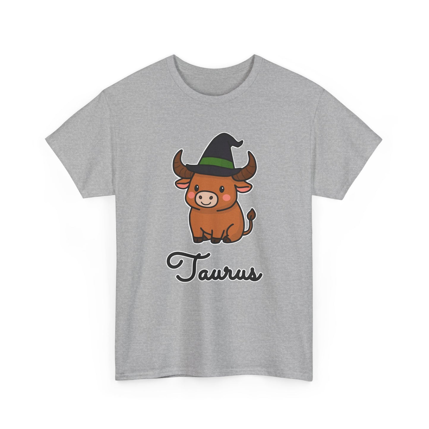 Taurus Astrology T-Shirt – Cute Cartoon Bull in Witch Hat Zodiac Graphic Tee