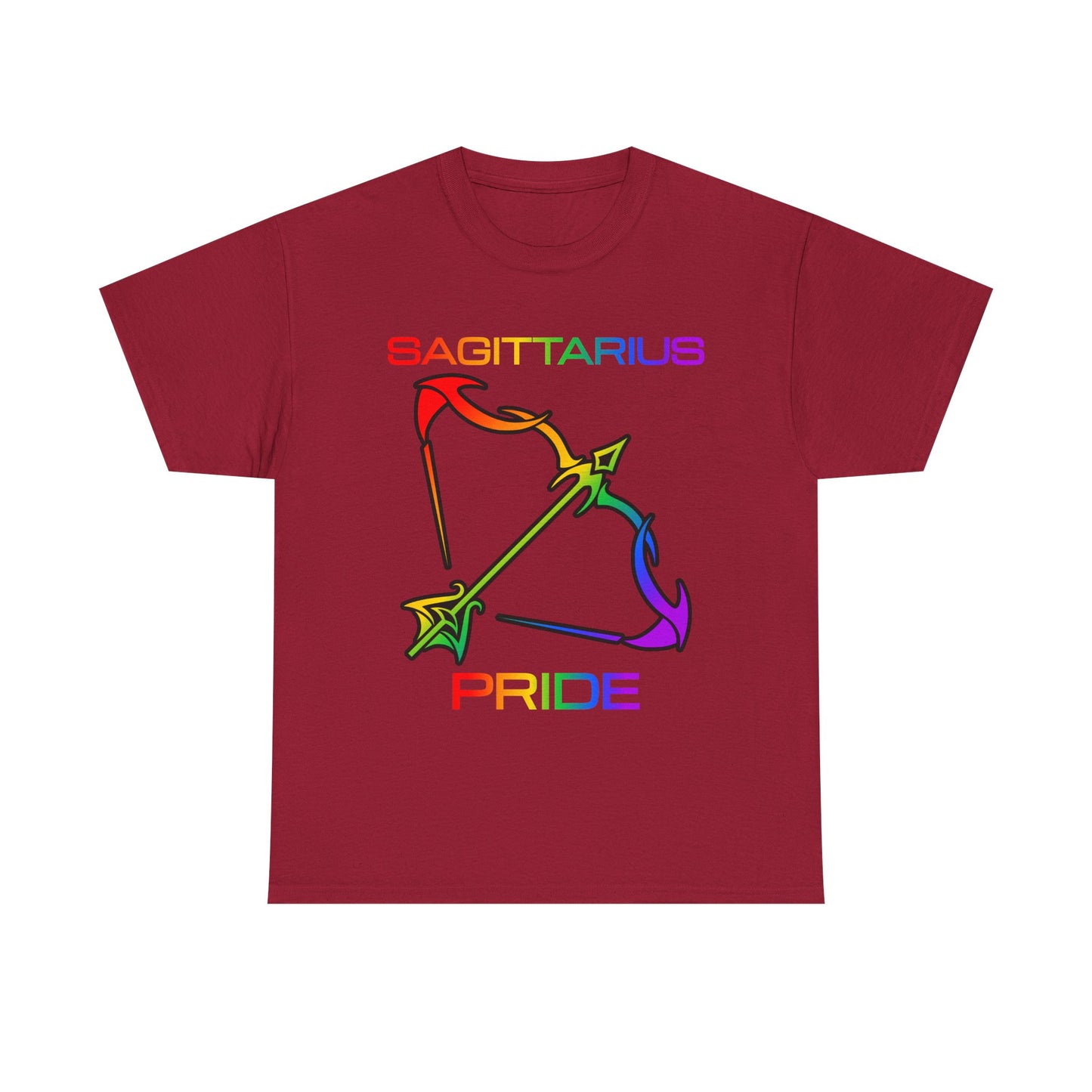 Sagittarius Zodiac Heavy Cotton Tee | Unisex Astrology Shirt, Classic Rainbow, Image with Text