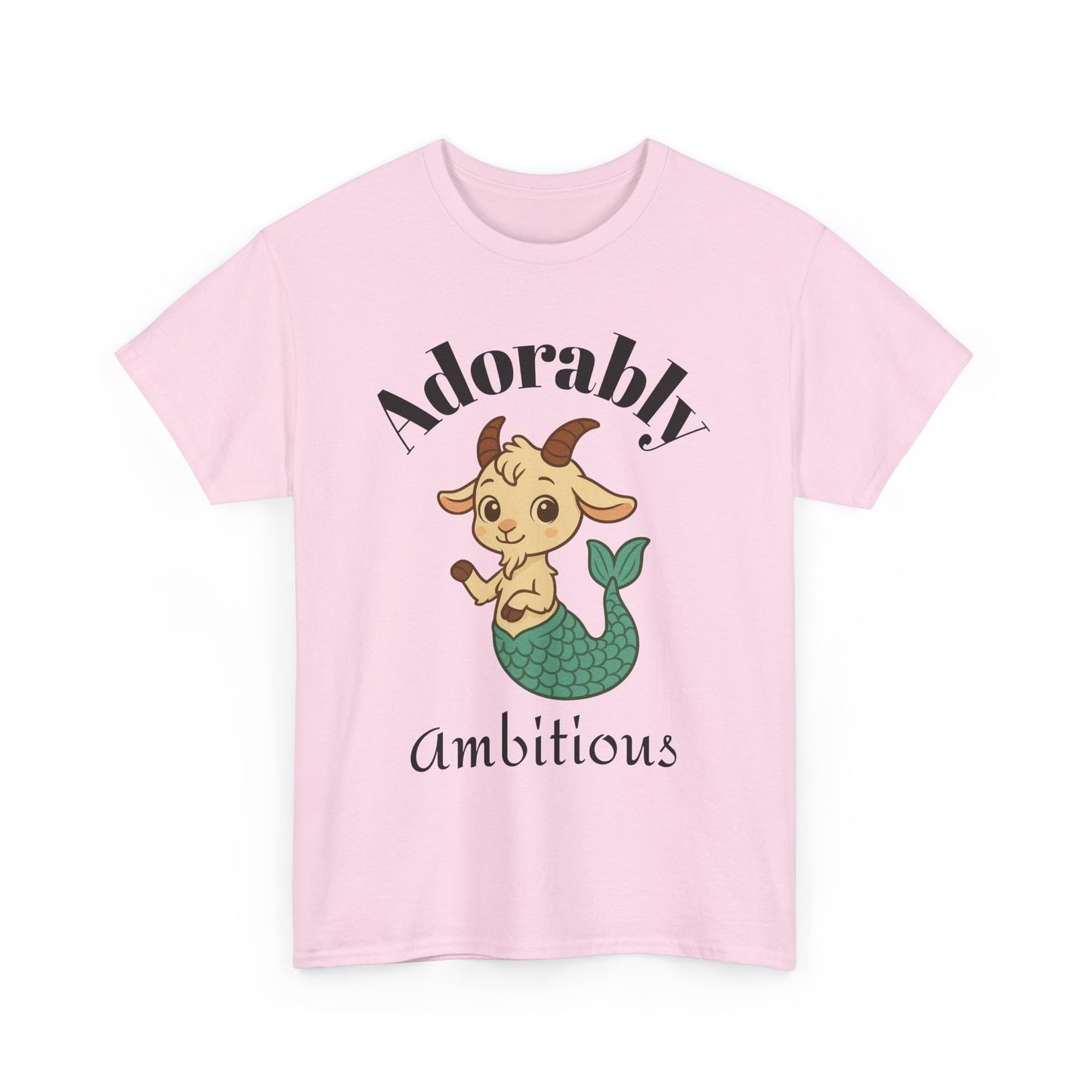 Adorably Ambitious - Adorable Capricorn Zodiac T-Shirt | Astrology Graphic Tee with Cartoon Sea Goat