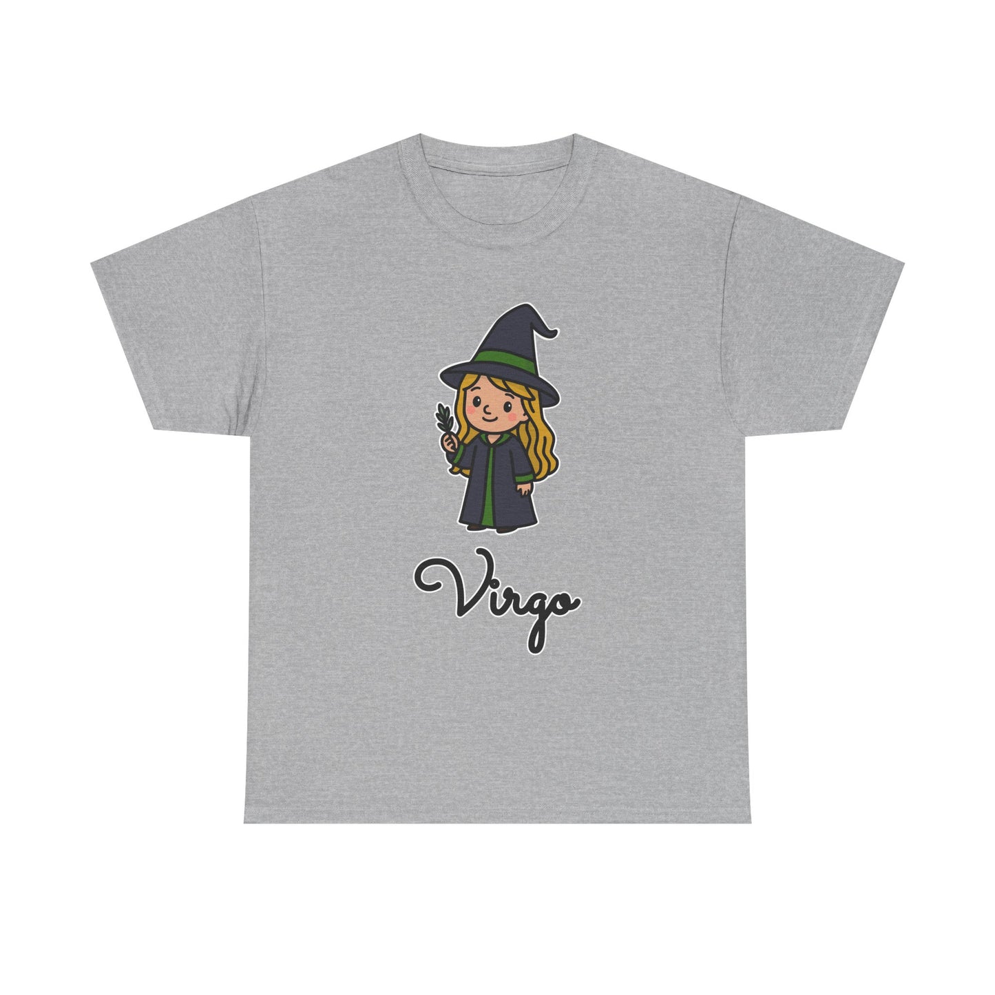 Virgo Astrology T-Shirt – Cute Cartoon Young Girl in Witch Hat Zodiac Graphic Tee