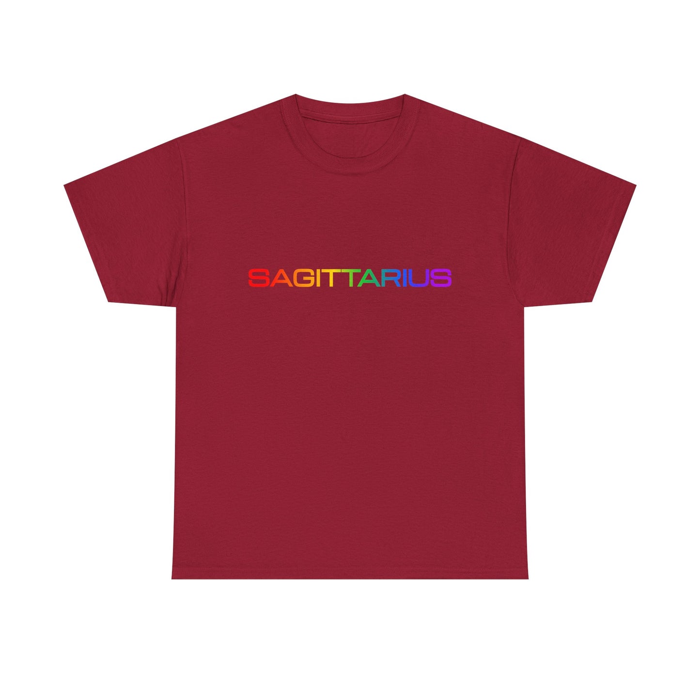 Sagittarius Zodiac Heavy Cotton Tee | Unisex Astrology Shirt, Classic Rainbow, Text Only