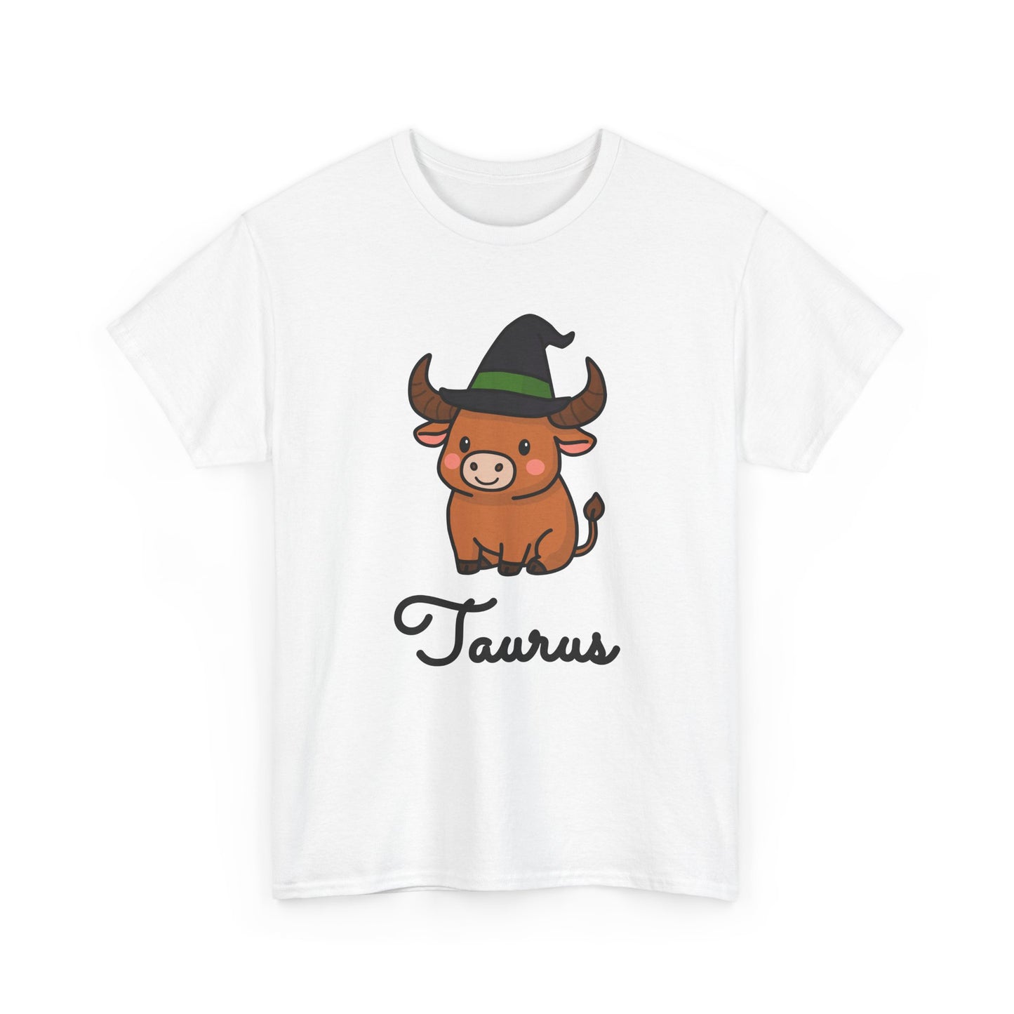 Taurus Astrology T-Shirt – Cute Cartoon Bull in Witch Hat Zodiac Graphic Tee