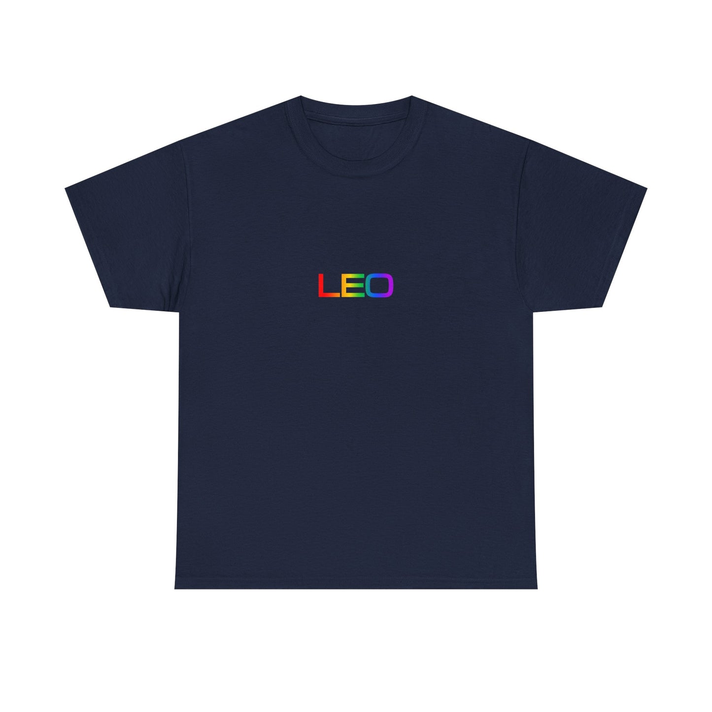 Leo Zodiac Heavy Cotton Tee | Unisex Astrology Shirt, Classic Rainbow, Text Only