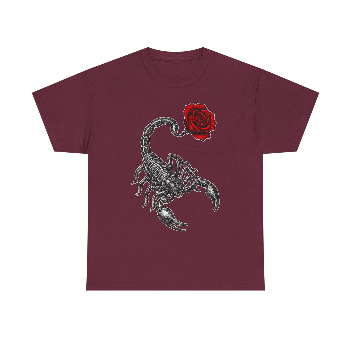 Scorpio Zodiac Heavy Cotton Tee | Unisex Astrology Shirt, Gothic Rose Image