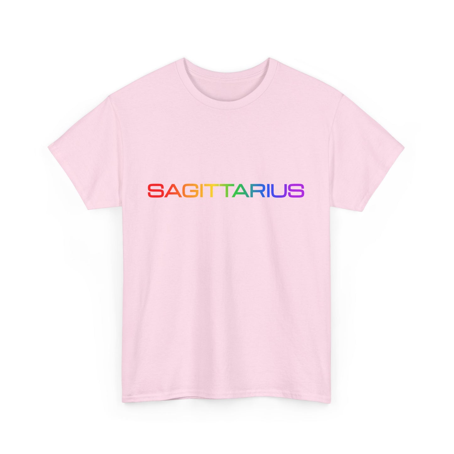 Sagittarius Zodiac Heavy Cotton Tee | Unisex Astrology Shirt, Classic Rainbow, Text Only