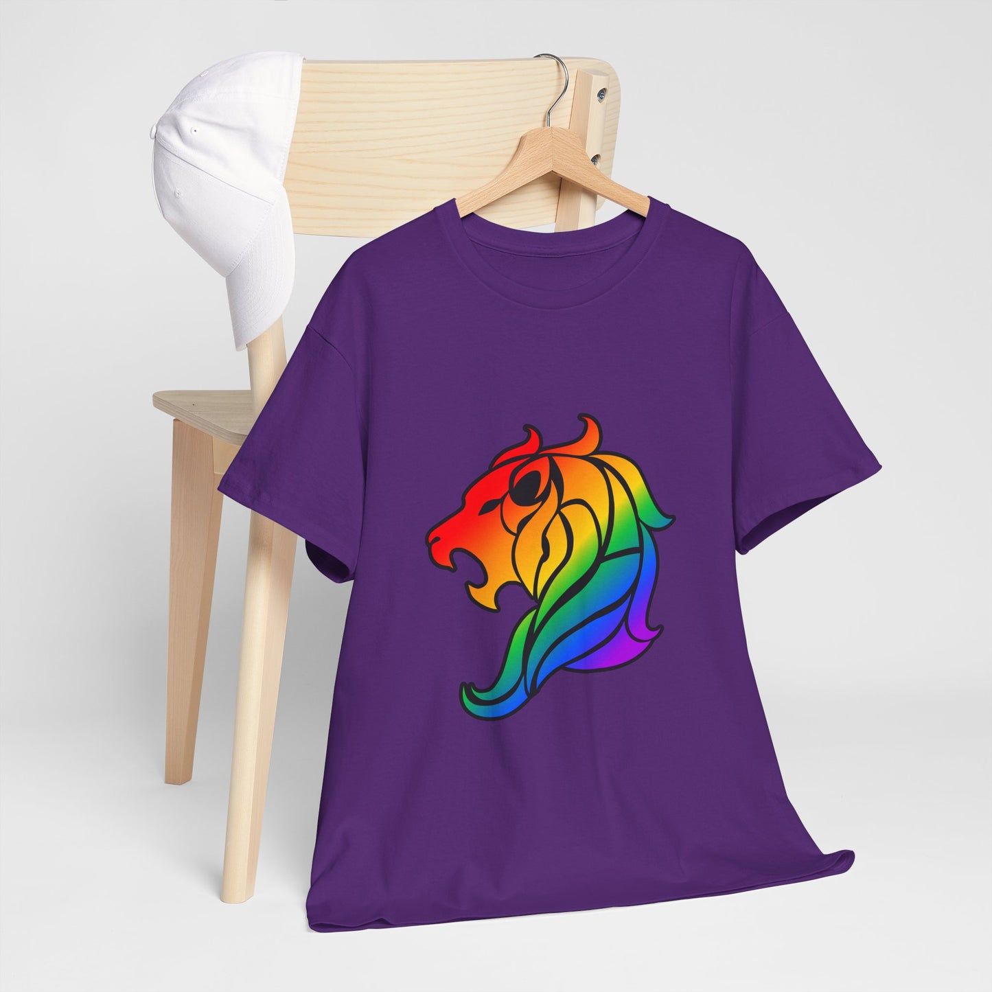 Leo Zodiac Heavy Cotton Tee | Unisex Astrology Shirt, Classic Rainbow, Image Only