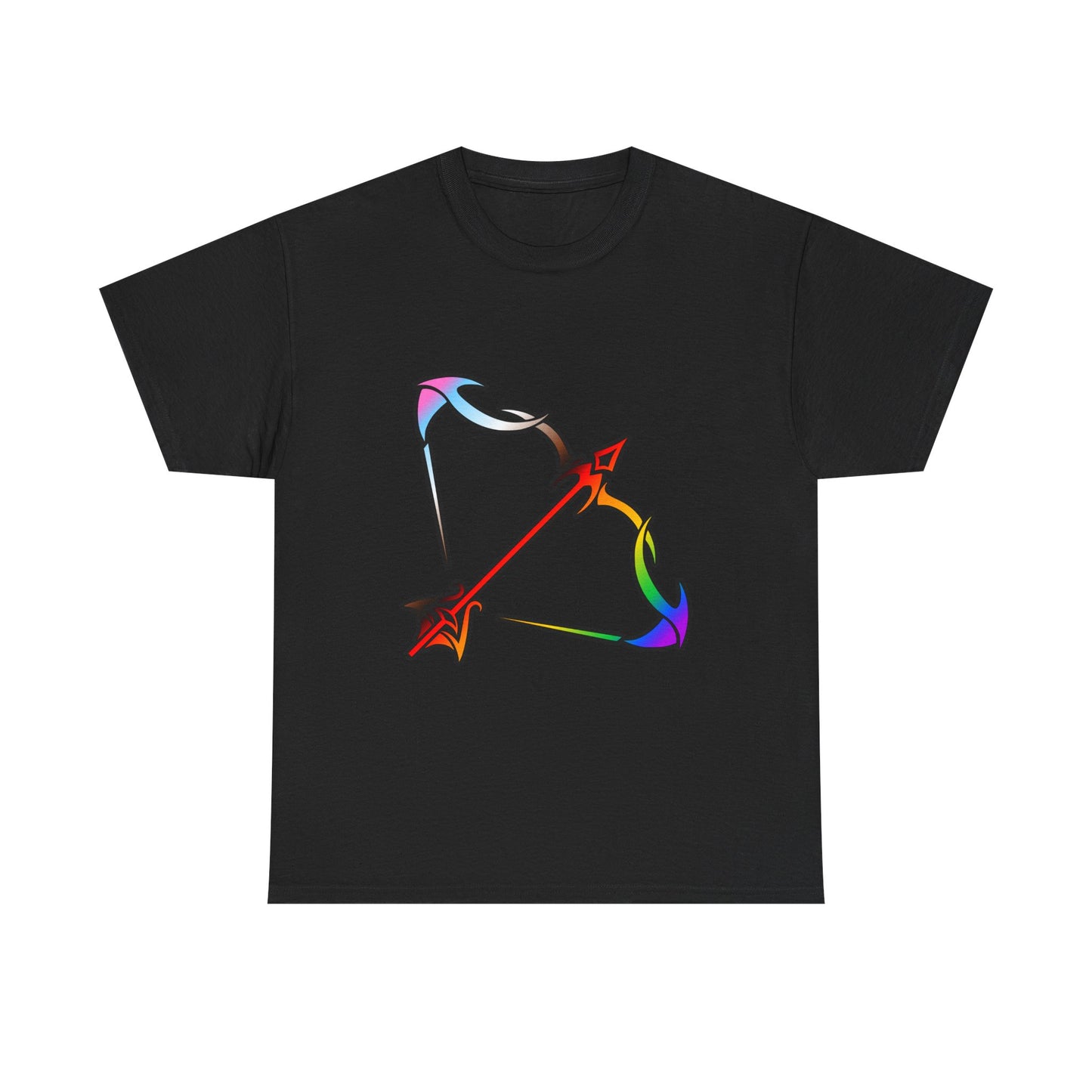 Sagittarius Zodiac Heavy Cotton Tee | Unisex Astrology Shirt, Progress Pride Flag Colors, Image Only