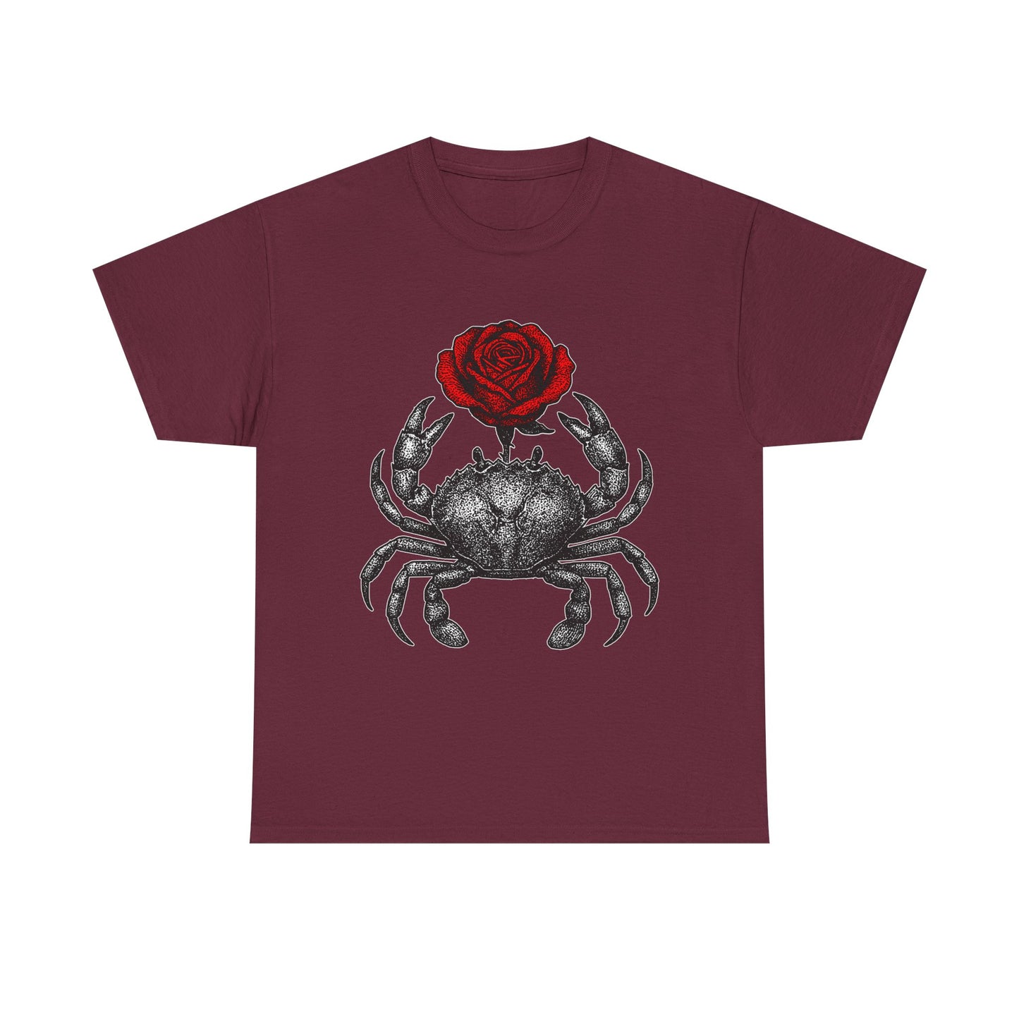 Cancer Zodiac Heavy Cotton Tee | Unisex Astrology Shirt, Gothic Rose Image