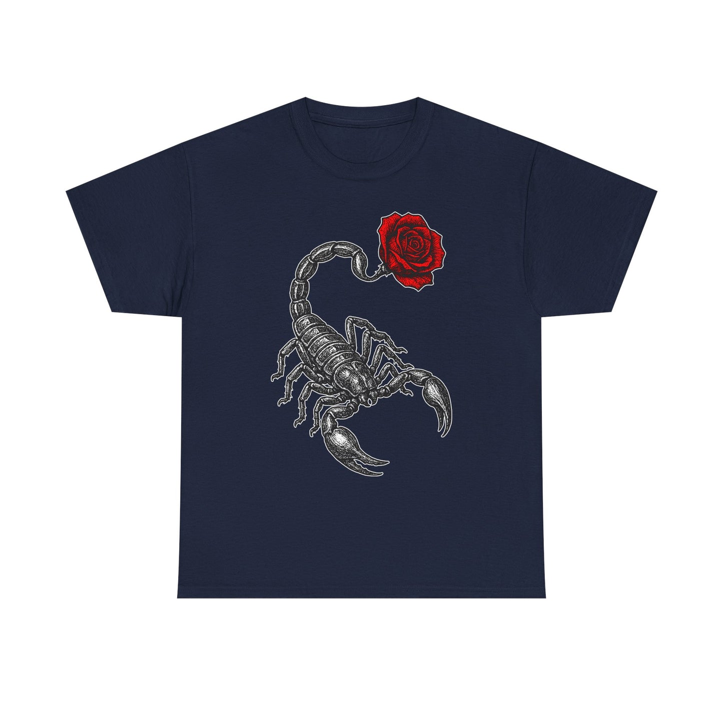 Scorpio Zodiac Heavy Cotton Tee | Unisex Astrology Shirt, Gothic Rose Image