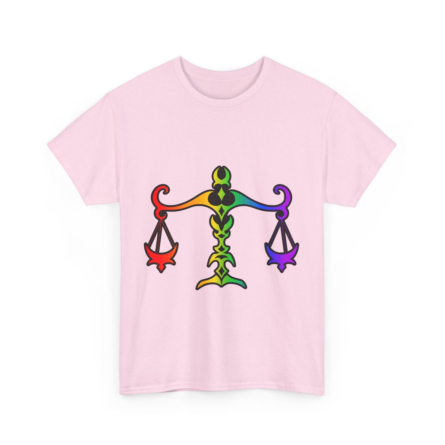 Libra Zodiac Heavy Cotton Tee | Unisex Astrology Shirt, Classic Rainbow, Image Only