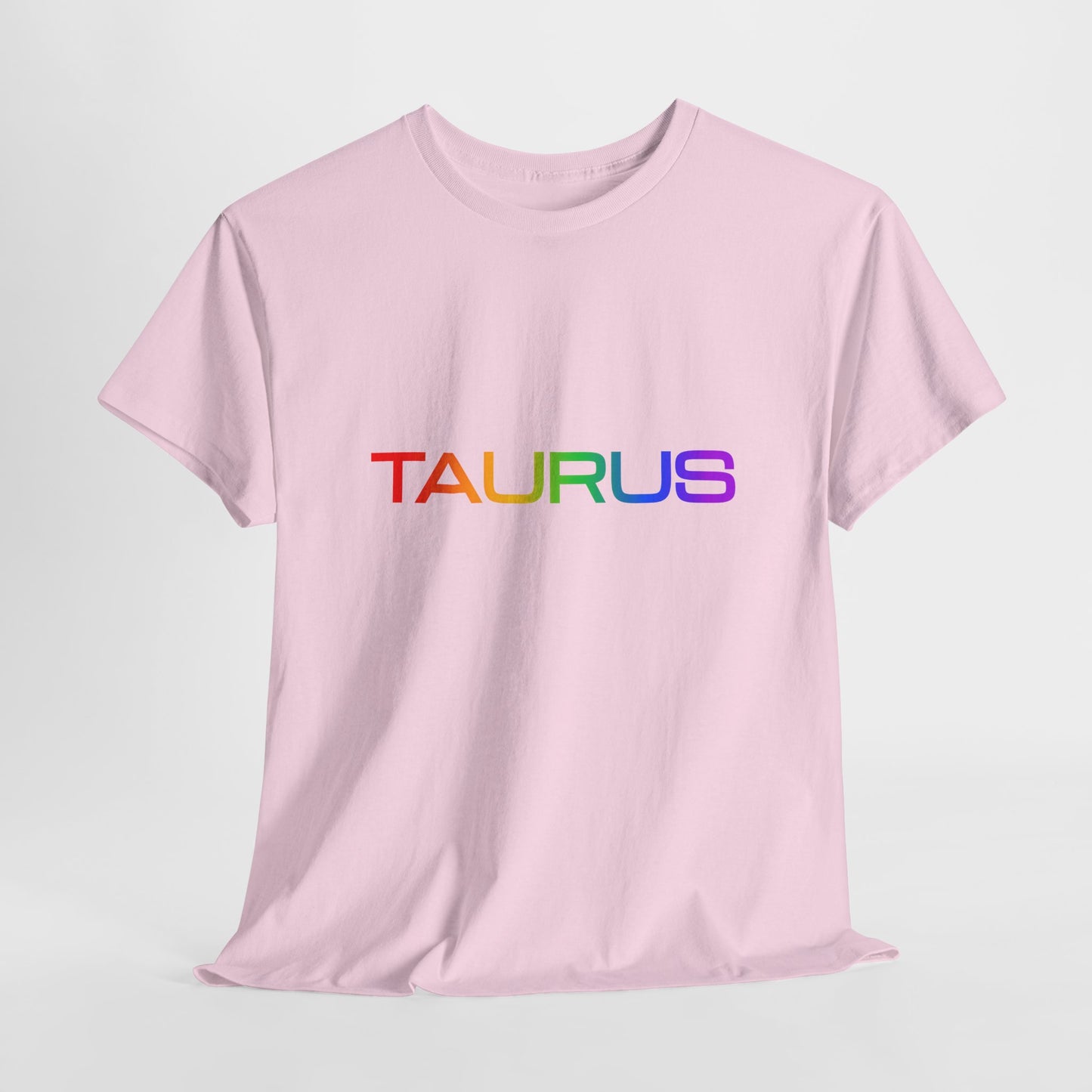 Taurus Zodiac Heavy Cotton Tee | Unisex Astrology Shirt, Classic Rainbow, Text Only