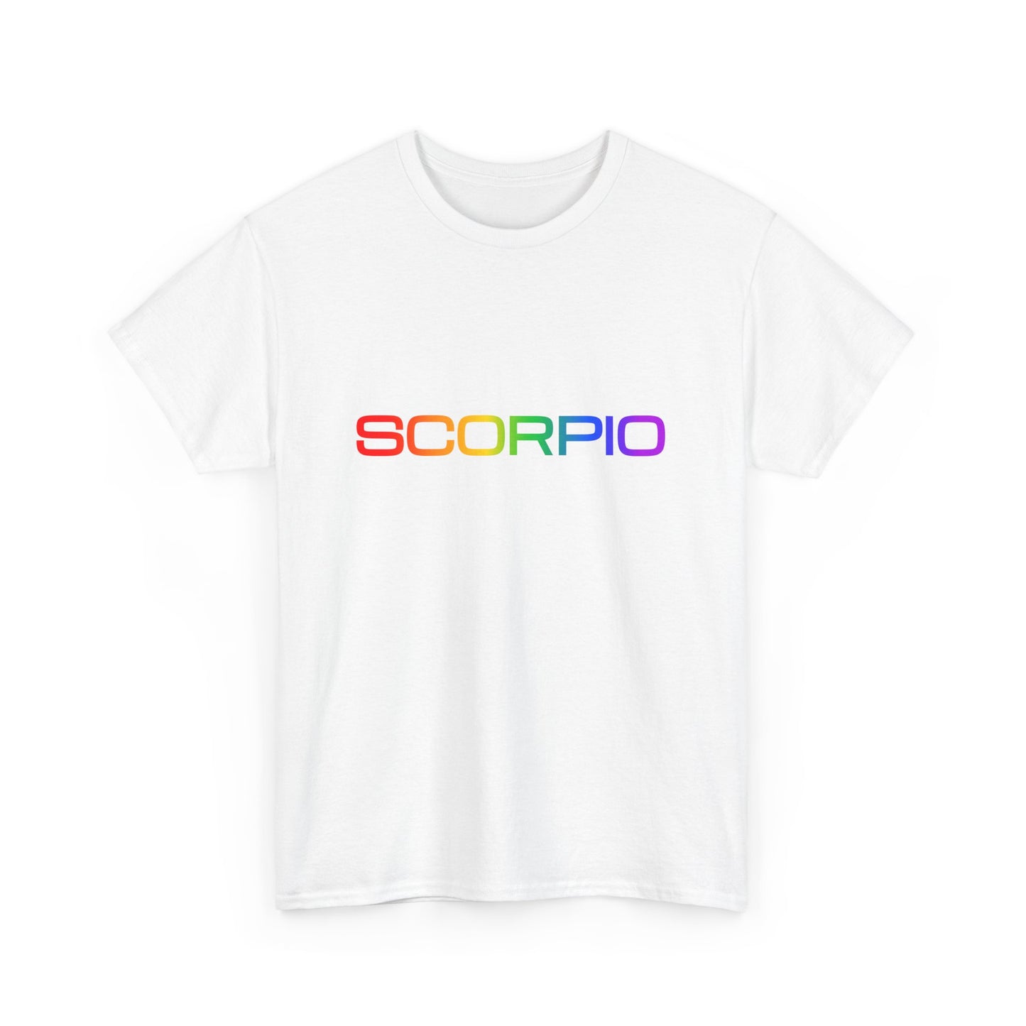 Scorpio Zodiac Heavy Cotton Tee | Unisex Astrology Shirt, Classic Rainbow, Text Only