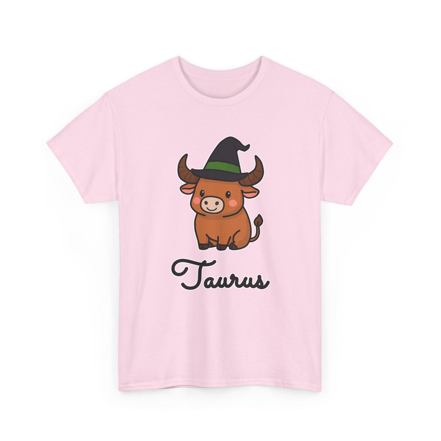 Taurus Astrology T-Shirt – Cute Cartoon Bull in Witch Hat Zodiac Graphic Tee