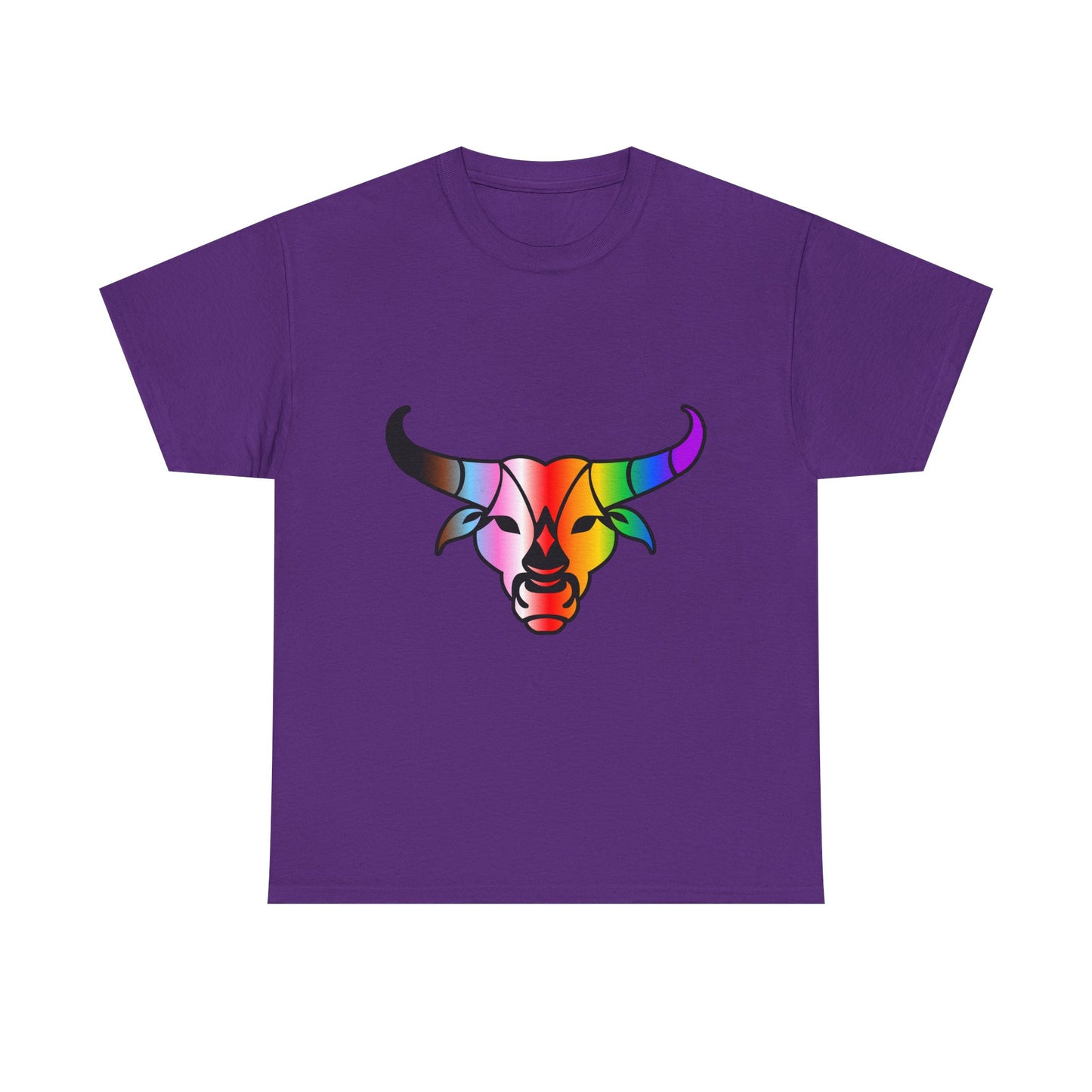 Taurus Zodiac Heavy Cotton Tee | Unisex Astrology Shirt, Progress Pride Flag Colors, Image Only