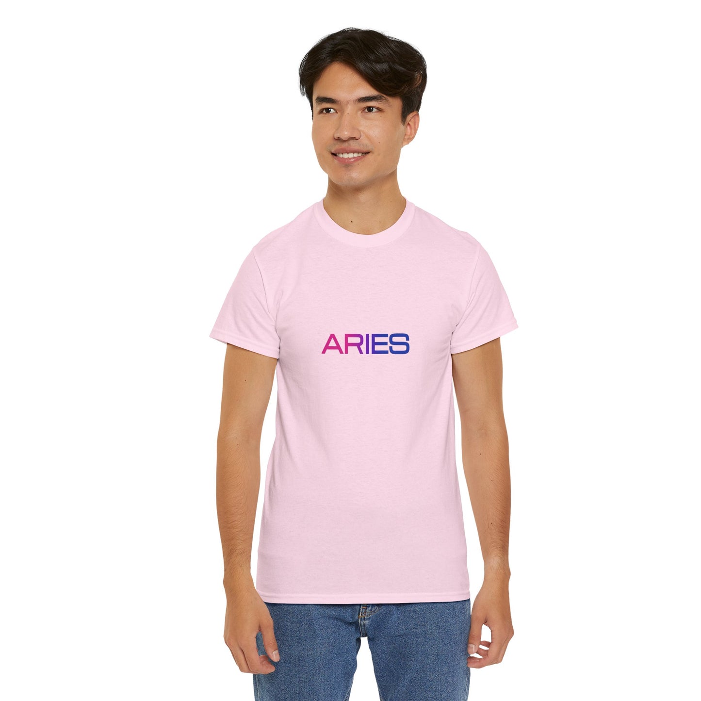 Aries Zodiac Heavy Cotton Tee | Unisex Astrology Shirt, Bi Flag, Text Only