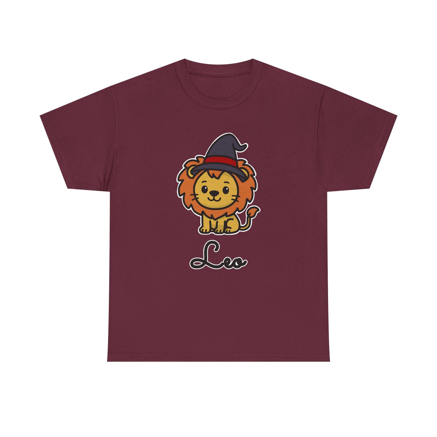 Leo Astrology T-Shirt – Cute Cartoon Lion in Witch Hat Zodiac Graphic Tee