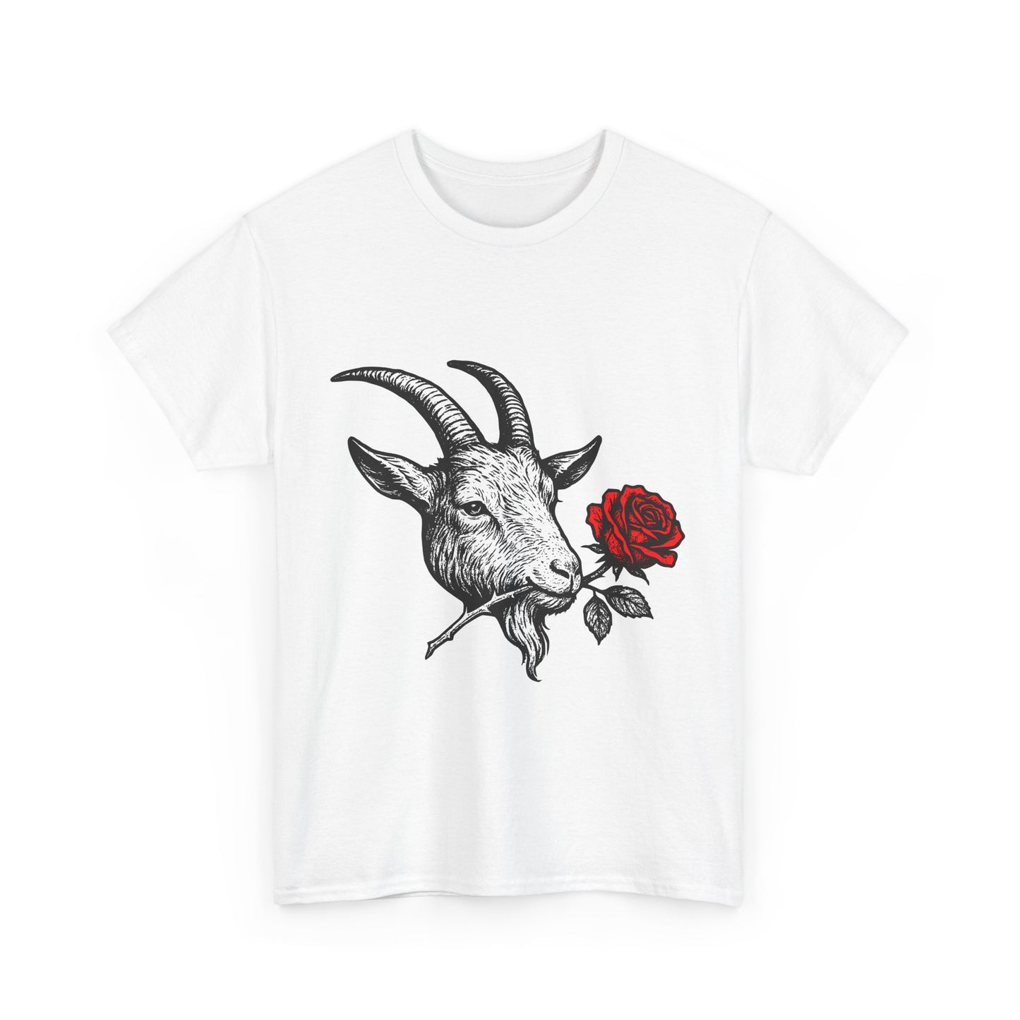 Capricorn Zodiac Heavy Cotton Tee | Unisex Astrology Shirt, Gothic Rose Image