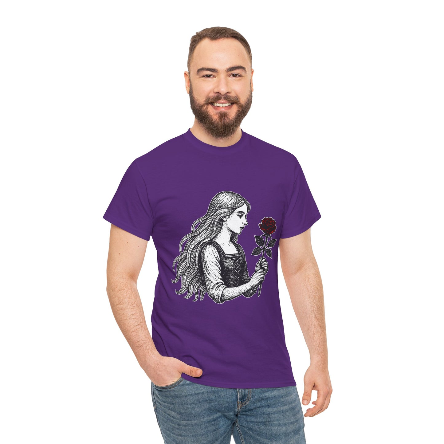 Virgo Zodiac Heavy Cotton Tee | Unisex Astrology Shirt, Gothic Rose Image