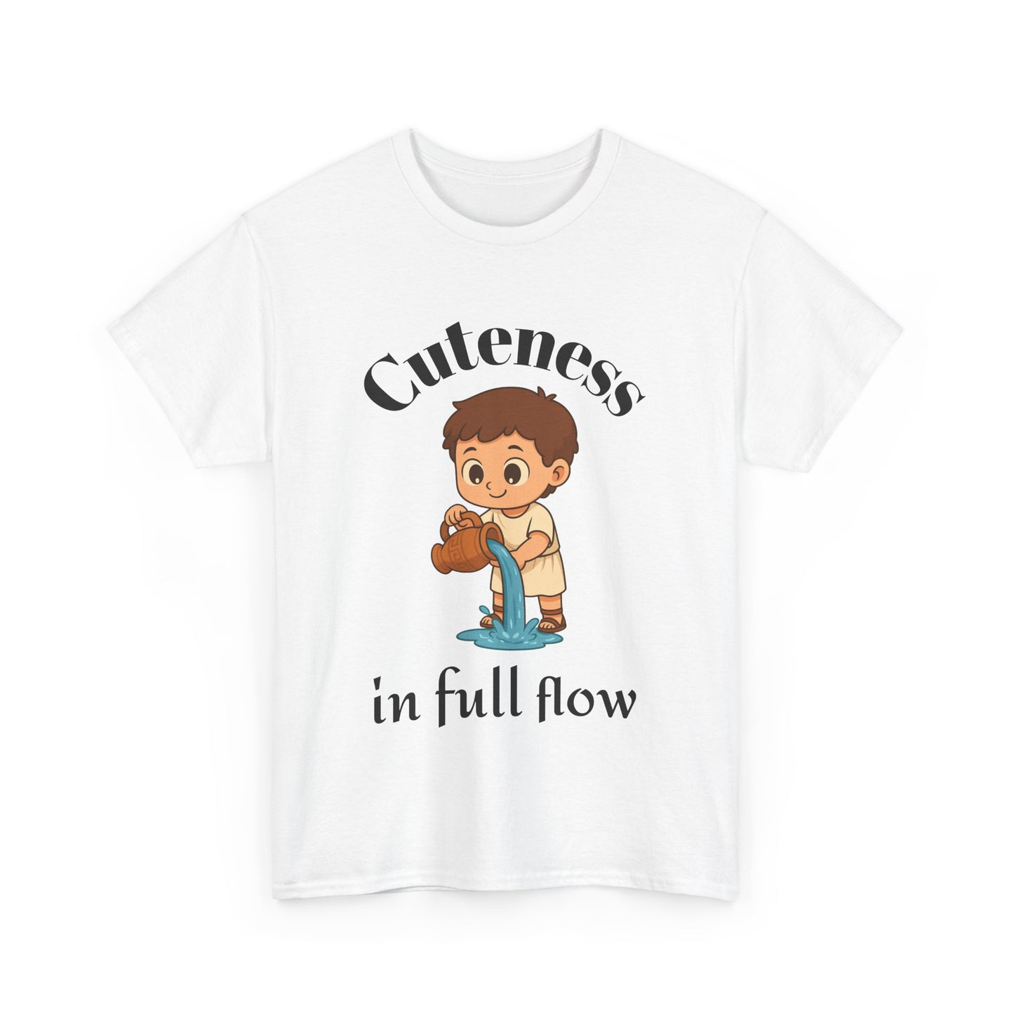 Cuteness in full flow - Adorable Aquarius Zodiac T-Shirt | Astrology Graphic Tee with Cartoon Water Bearer
