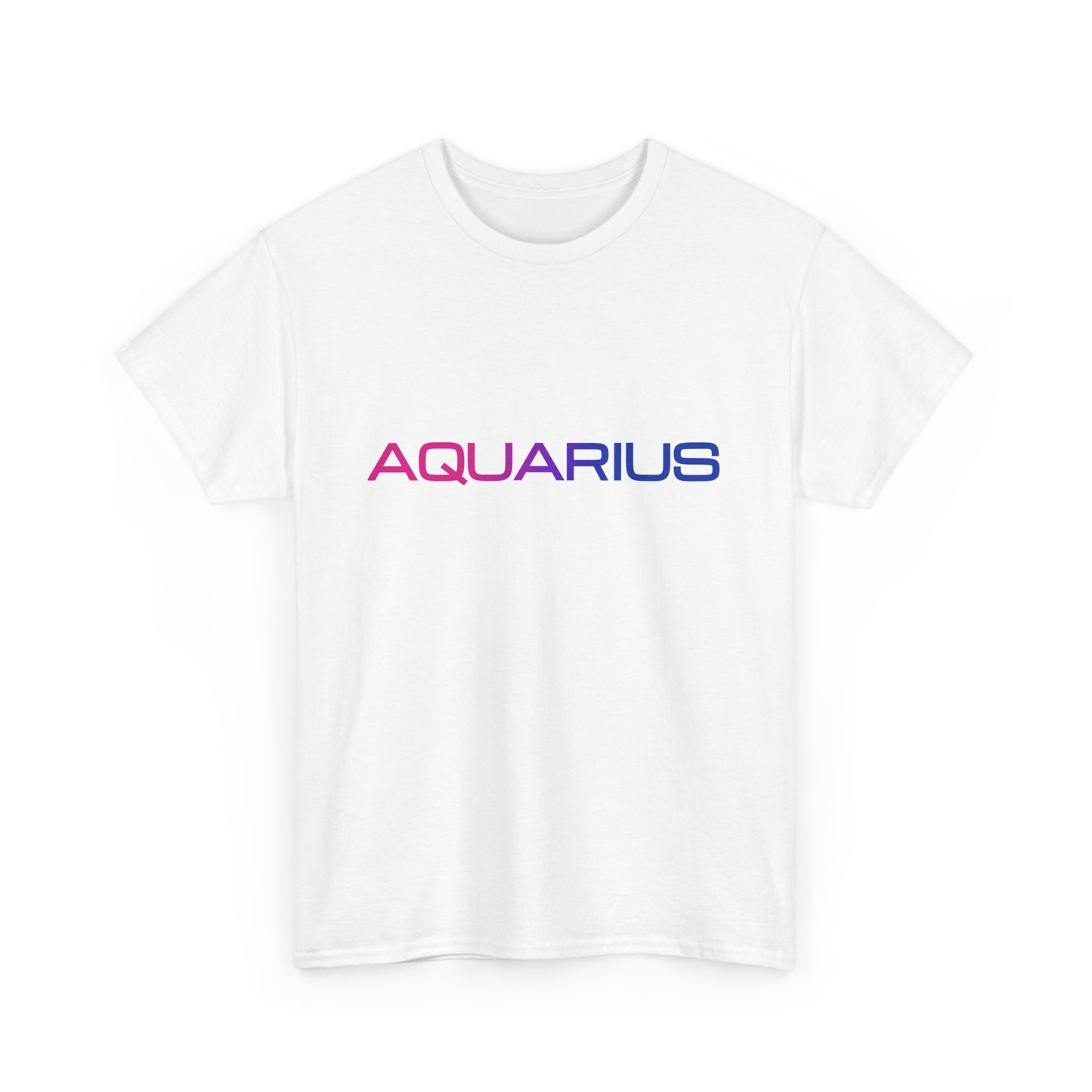 Aquarius Zodiac Heavy Cotton Tee | Unisex Astrology Shirt, Bisexual Flag Colors, Text Only