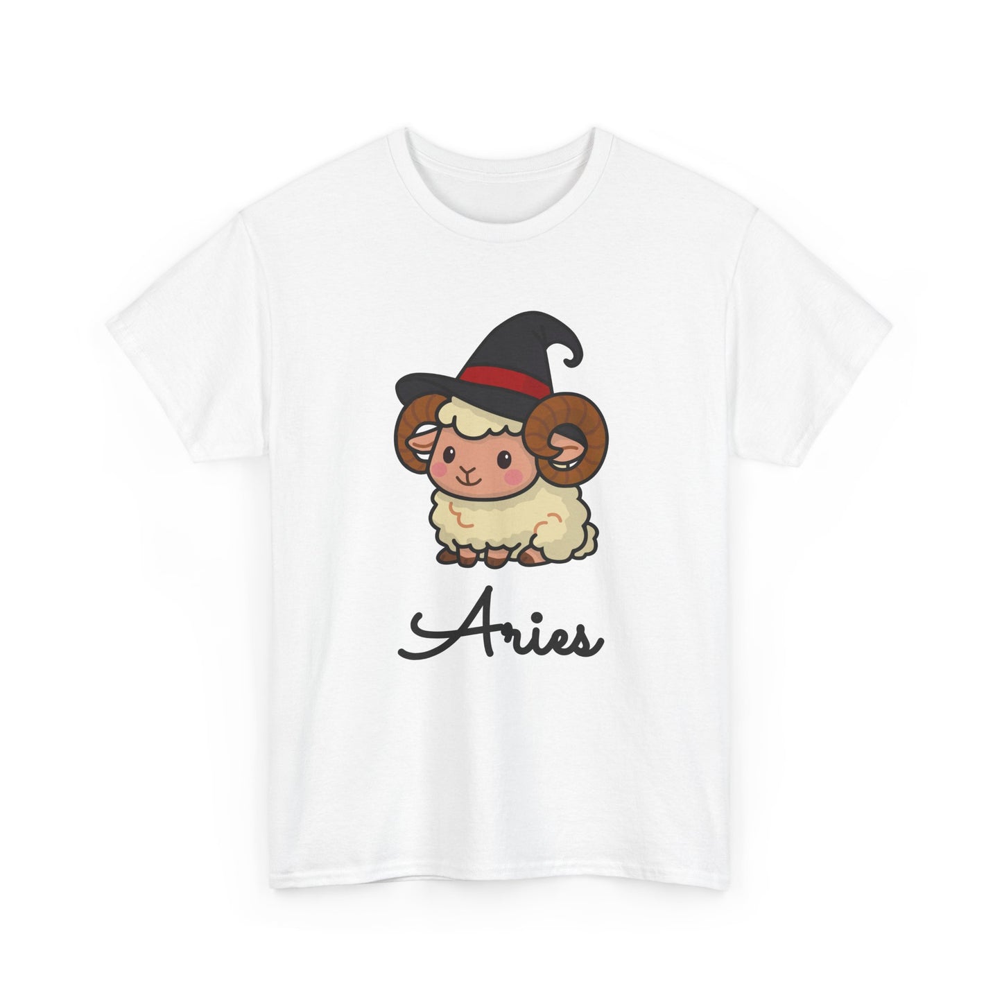 Aries Astrology T-Shirt – Cute Cartoon Ram in Witch Hat Zodiac Graphic Tee
