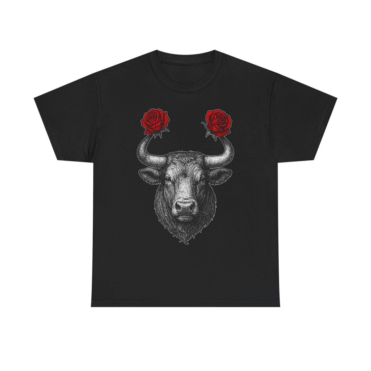Taurus Zodiac Heavy Cotton Tee | Unisex Astrology Shirt, Gothic Rose Image